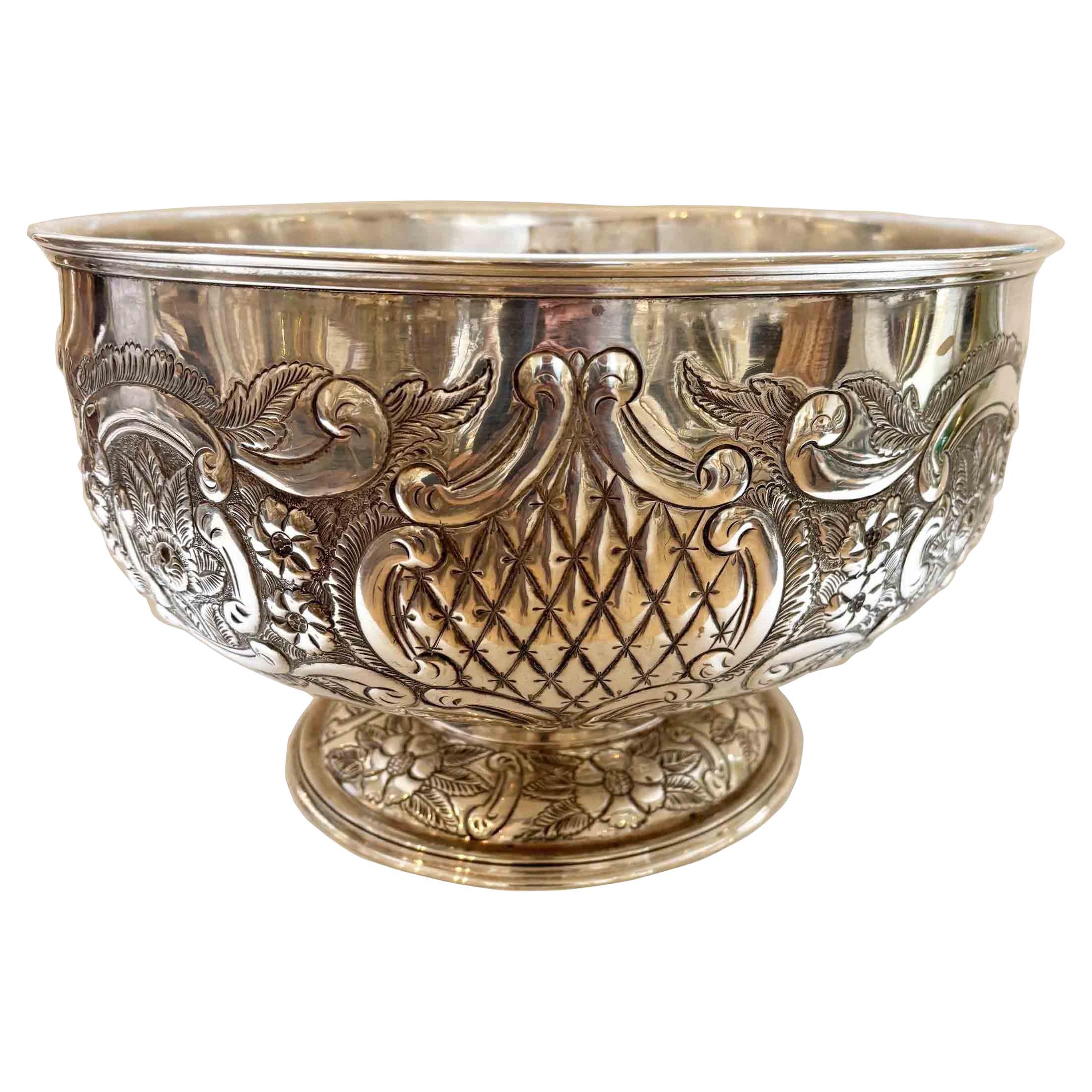 Vintage Large Sheffield Silver Plate Punch Bowl Signed by William Adams, England