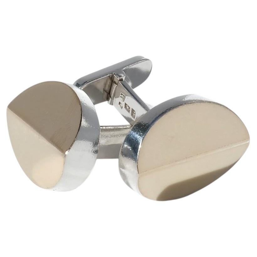 Vintage Large Silver and Gilded Silver Cufflinks by Sigurd Persson Made 1974 For Sale