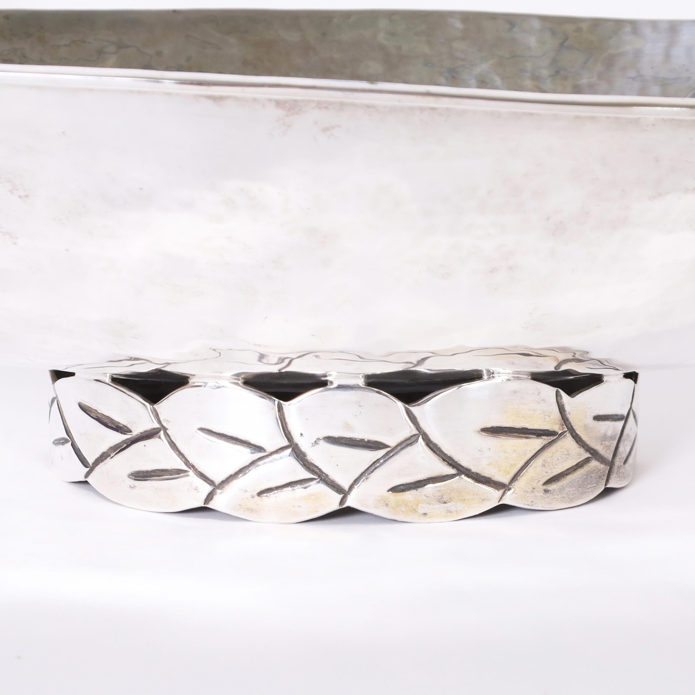 Vintage Large Silver Plate Bowl with Toucans by Emilia Castillo In Good Condition For Sale In Palm Beach, FL