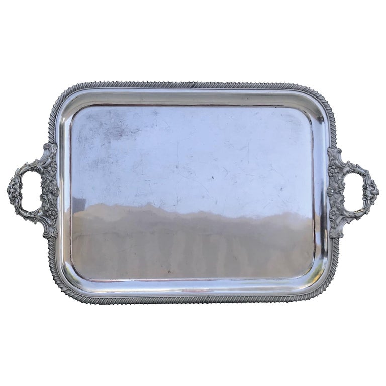 Vintage Large Silver Plate Butler Tray at 1stDibs | butler plate, silver  butlers, butler serving tray
