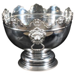 Vintage Large Silver Plate Monteith Punch Bowl Cooler 20th Century