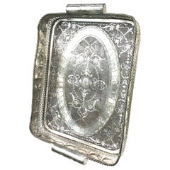 Vieux grand plateau en argent plaqué Anglo-Indien Butlers Gallery Tray