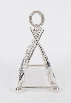 Vintage Large Silver Plated Crossed Rifles Toast Rack 20th Century