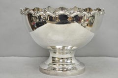 Vintage Large Silver Plated Pedestal Punch Bowl Set w/ 12 Cups - 14 Pc Set