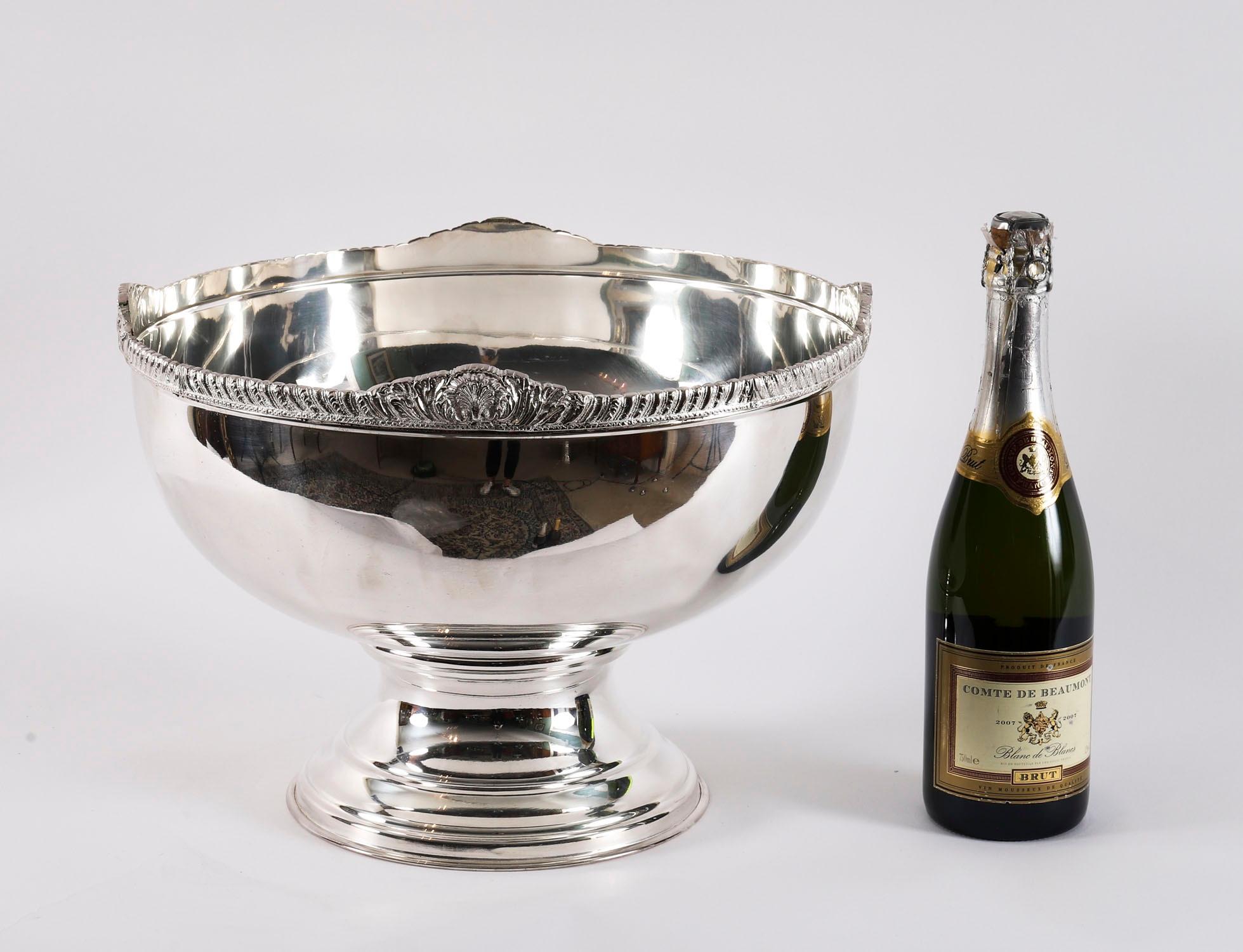 Vintage Large Silver Plated Punch Bowl Champagne Cooler 20th Century For Sale 9