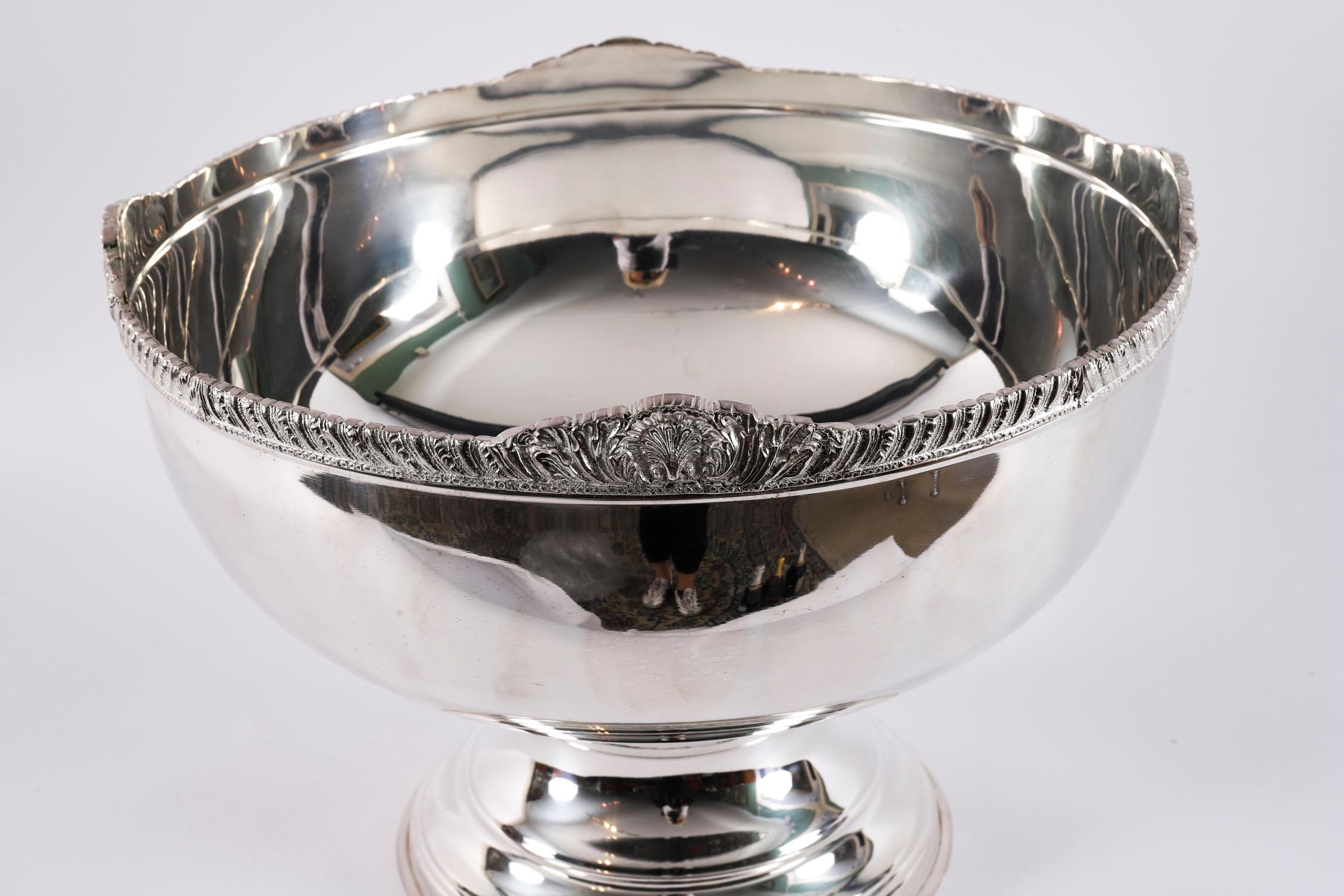 Rafraîchisseur à champagne et punch Bowl vintage en métal argenté 20ème siècle en vente 1