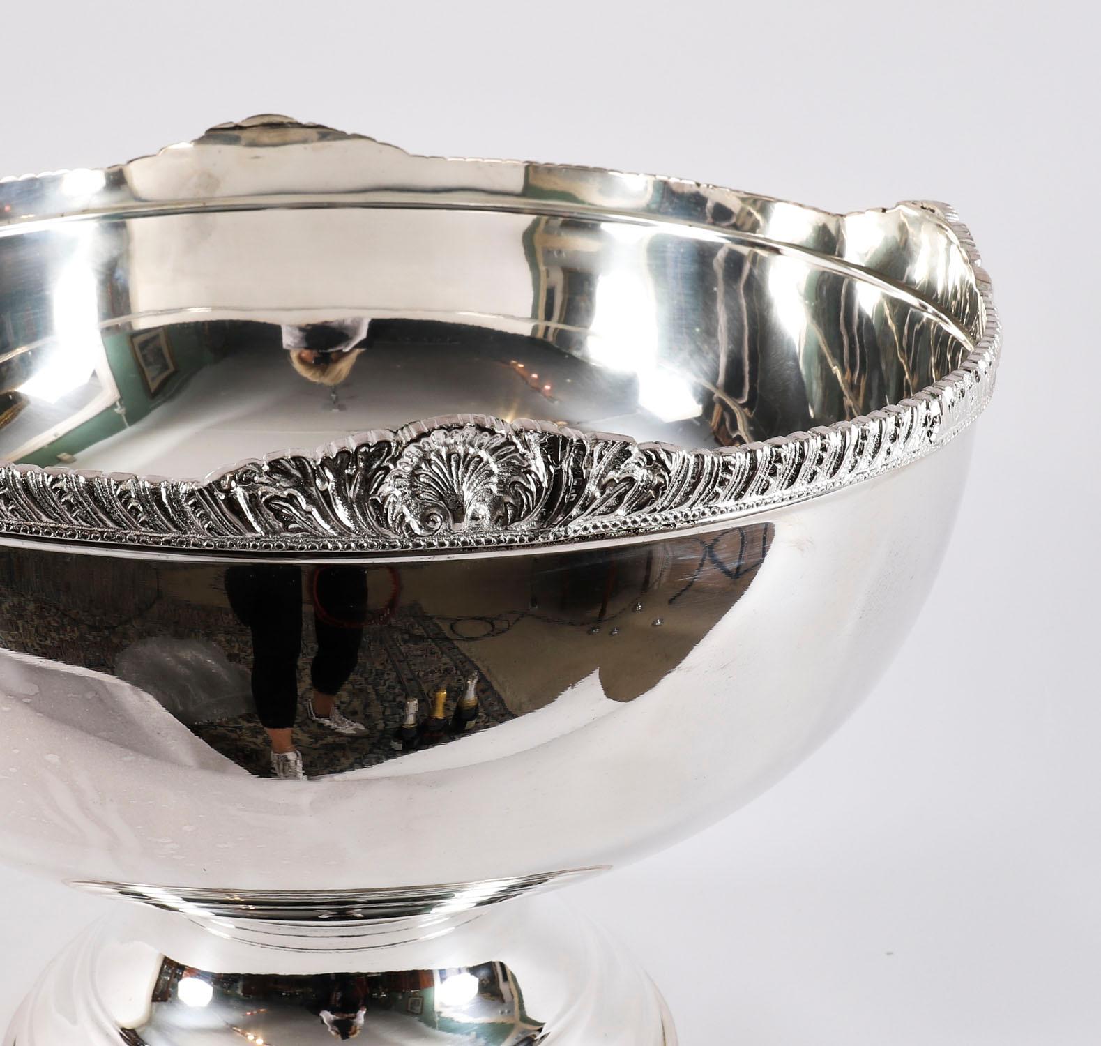 Rafraîchisseur à champagne et punch Bowl vintage en métal argenté 20ème siècle en vente 2