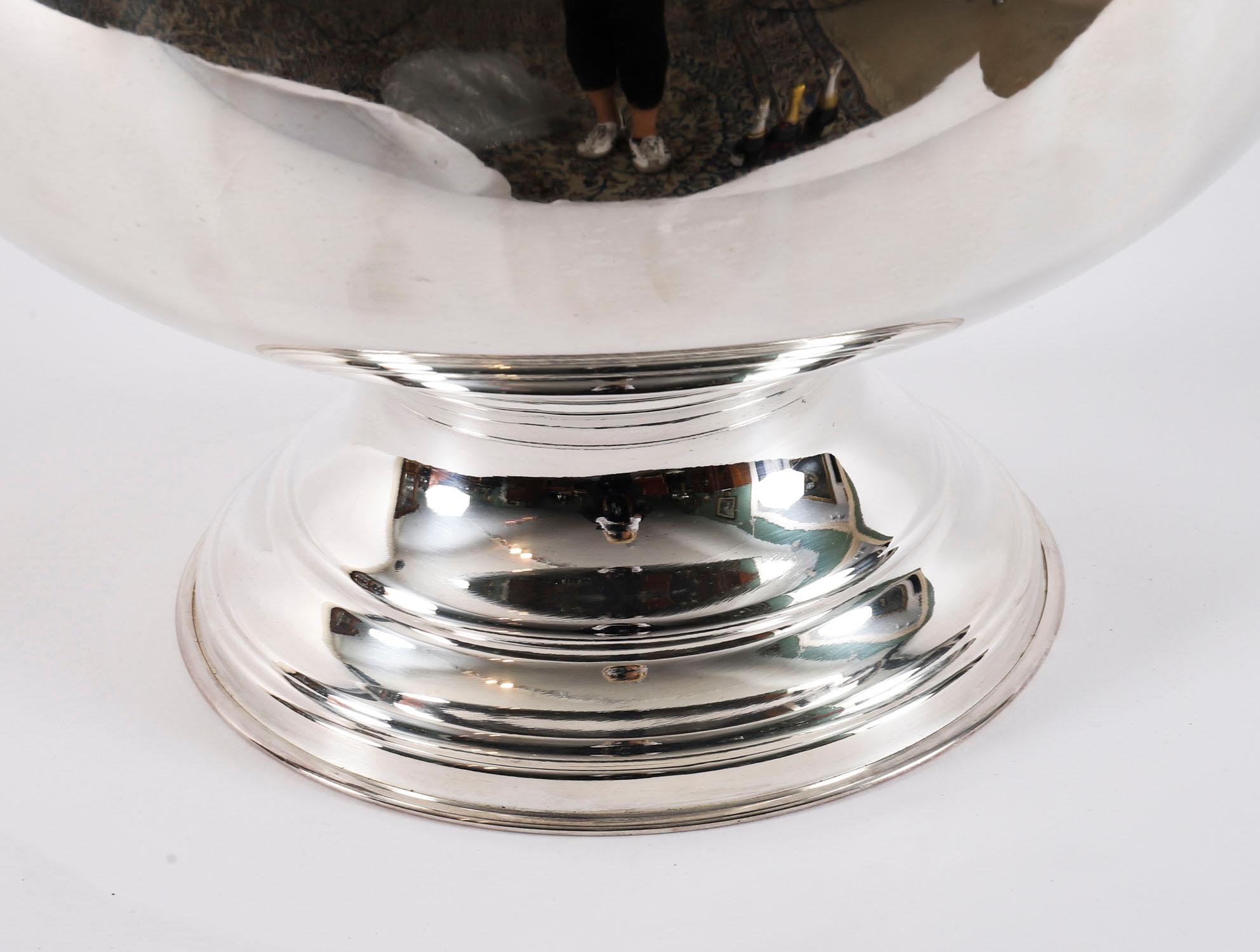 Rafraîchisseur à champagne et punch Bowl vintage en métal argenté 20ème siècle en vente 4
