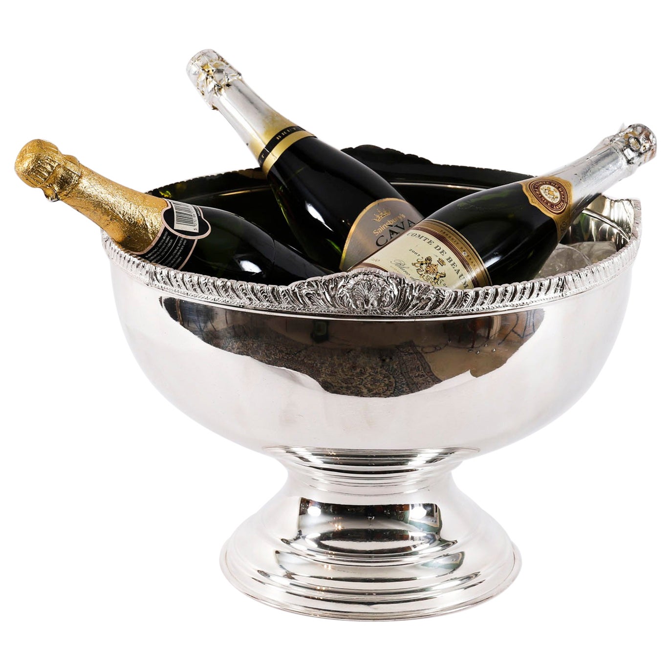 Vintage Large Silver Plated Punch Bowl Champagne Cooler 20th Century