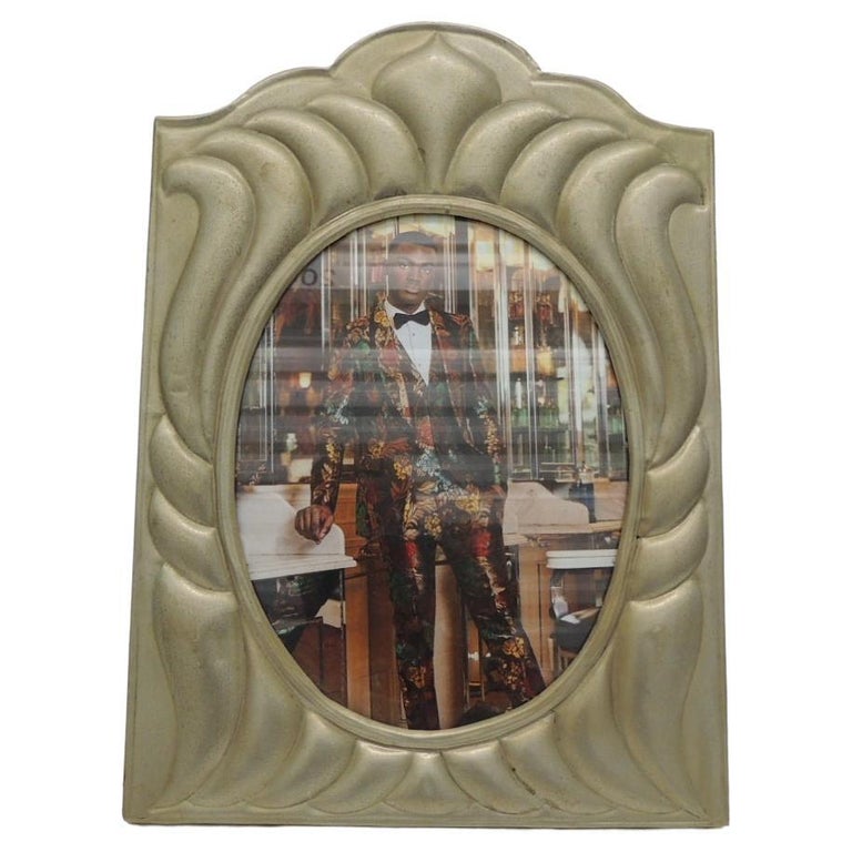 Vintage Large SilverTone Tin Sheet Metal Picture Frame For Sale at 1stDibs