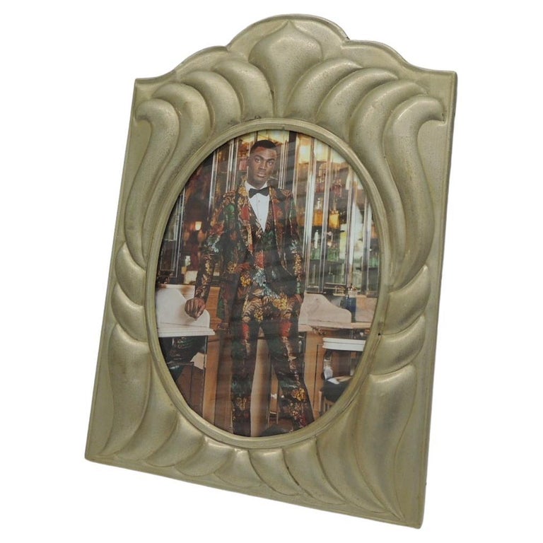 Vintage Large SilverTone Tin Sheet Metal Picture Frame For Sale at 1stDibs