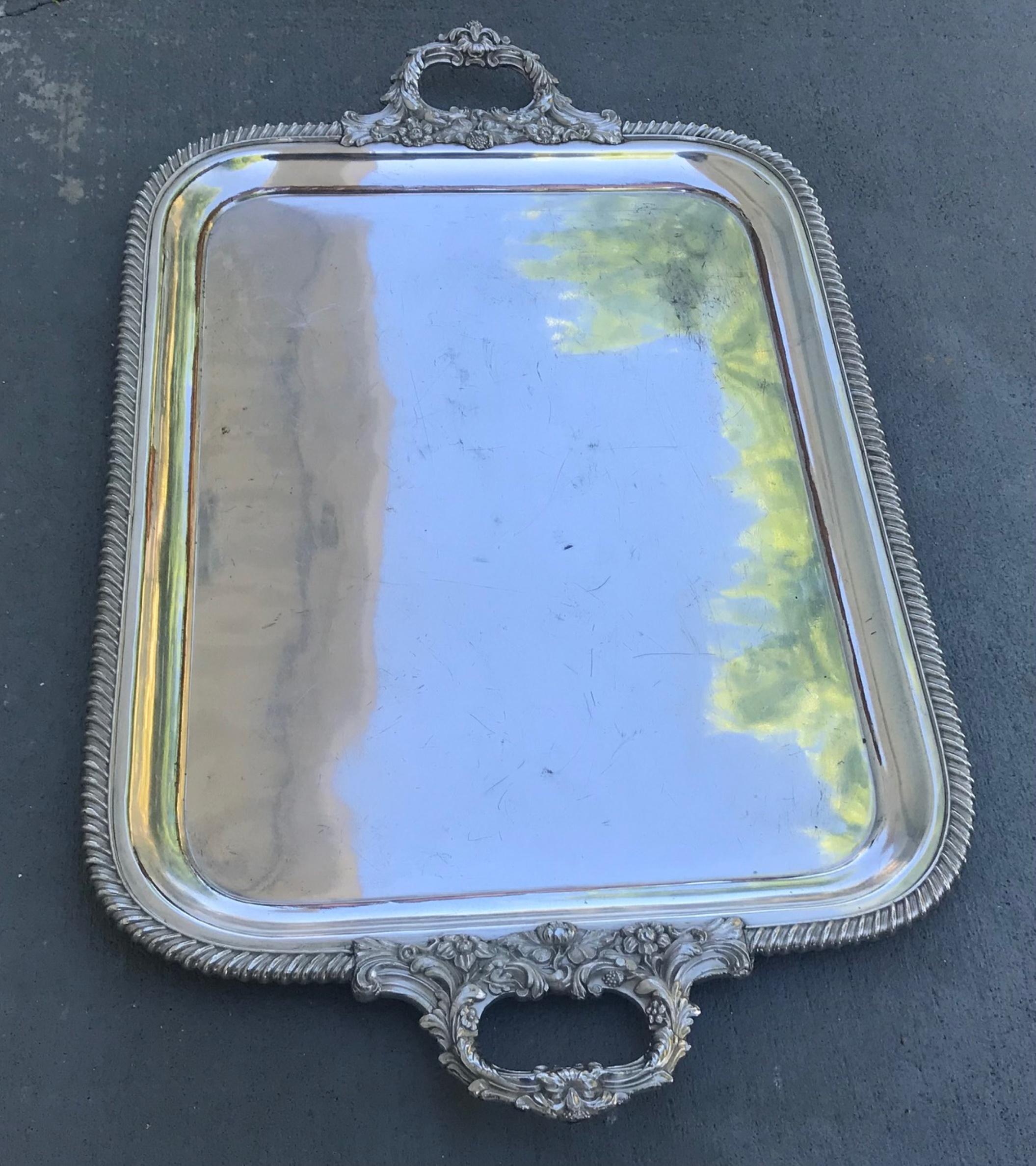 Regency Vintage Large Silver Plate Butler Tray