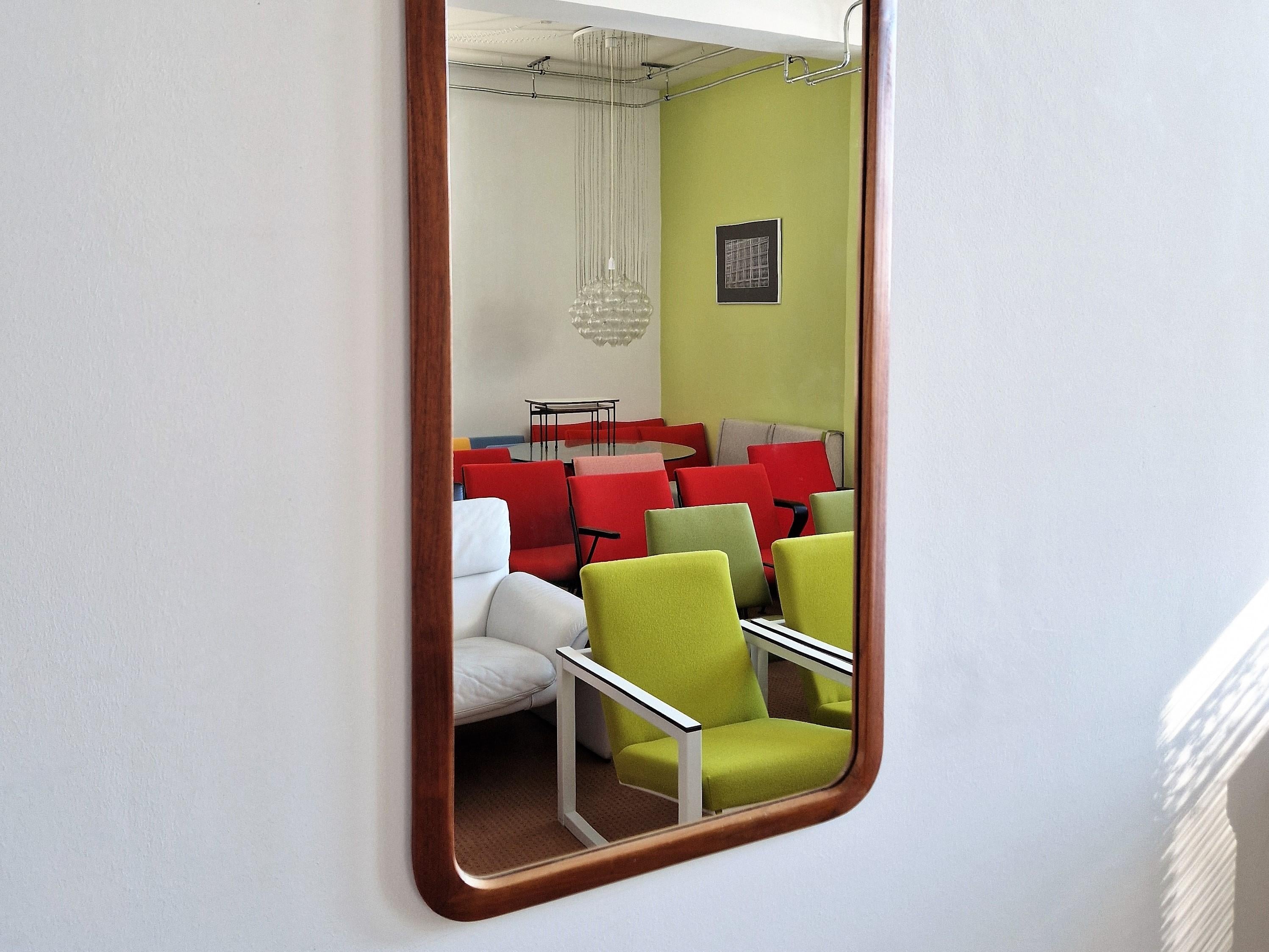 Vintage Large Size Teak Framed Mirror, Denmark 1960's In Good Condition In Steenwijk, NL