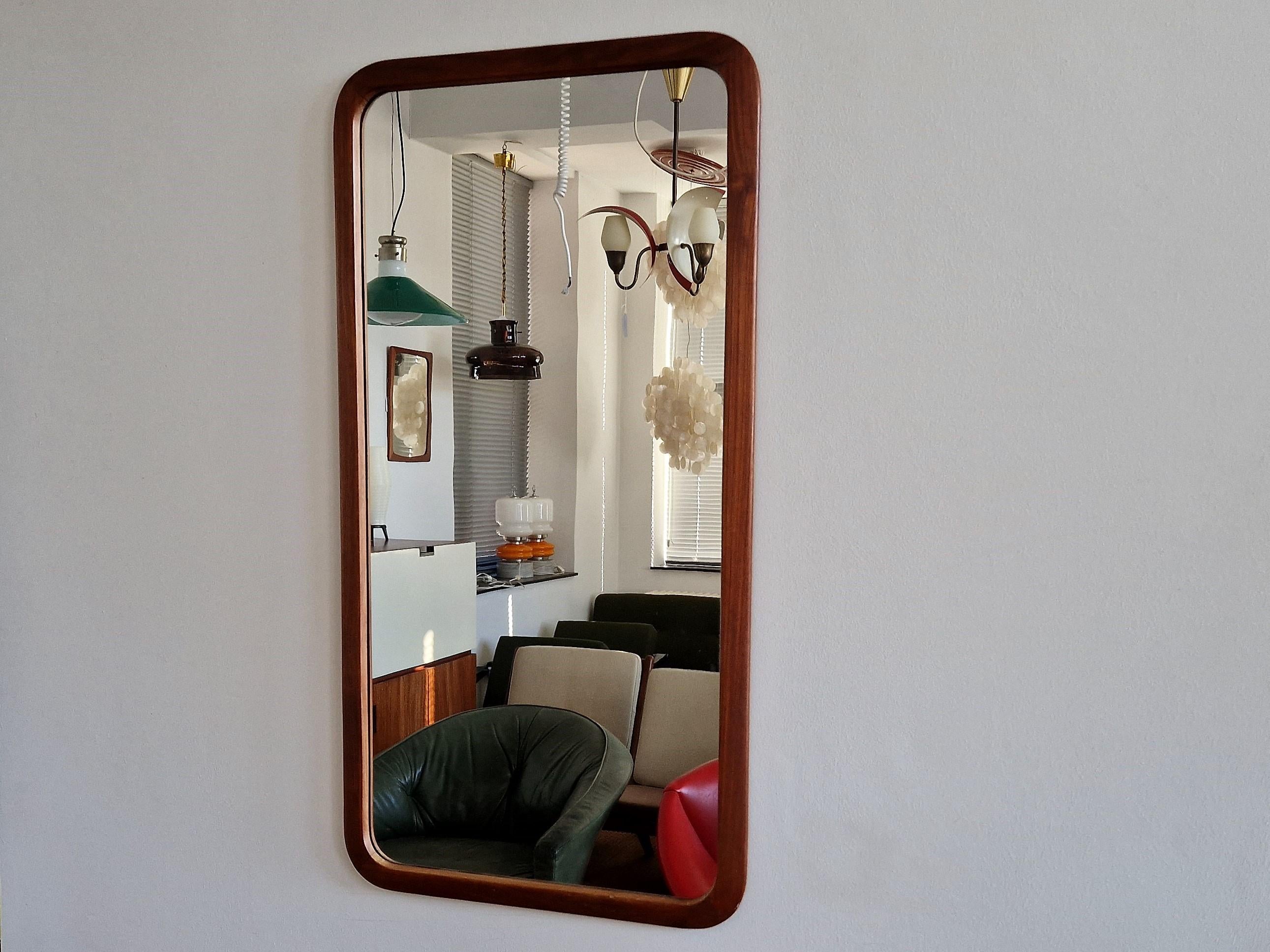 Vintage Large Size Teak Framed Mirror, Denmark 1960's 2