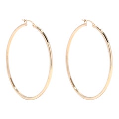 Vintage Large Skinny Tube Hoop Earrings, 14K Gold, Thin Tube Hoops, Gold Tube Ho