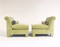 Vintage Large Slipper Chairs in Loro Piana Velvet with Zebra Hide, Pair