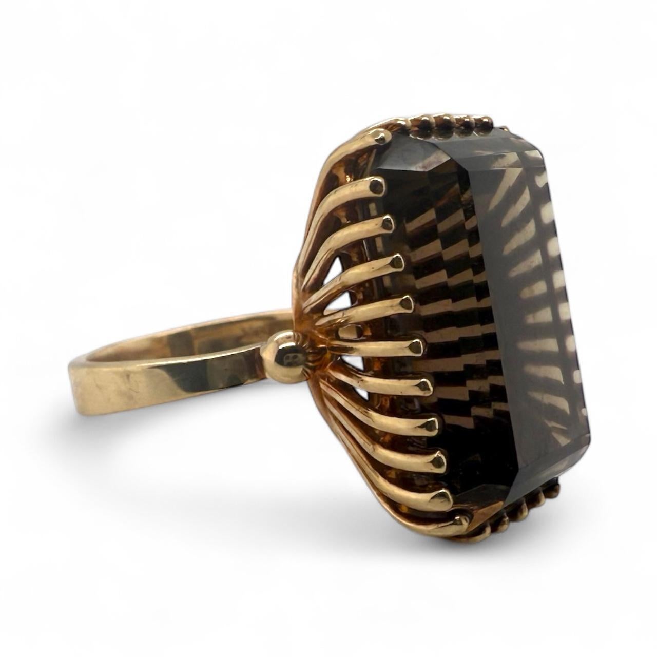 Anello di dichiarazione di quarzo fumé grande e vintage in vendita 1