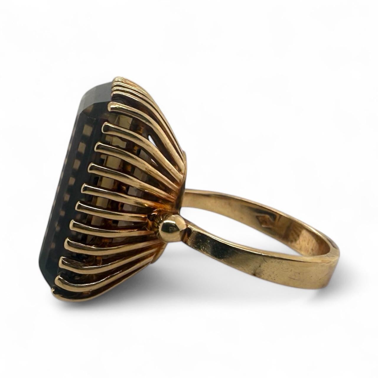 Anello di dichiarazione di quarzo fumé grande e vintage in vendita 2