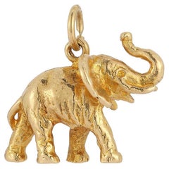 Vintage Large Solid 14k Gold Elephant Charm