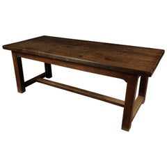 Vintage Large Solid Oak Dining Table from France, circa 1940