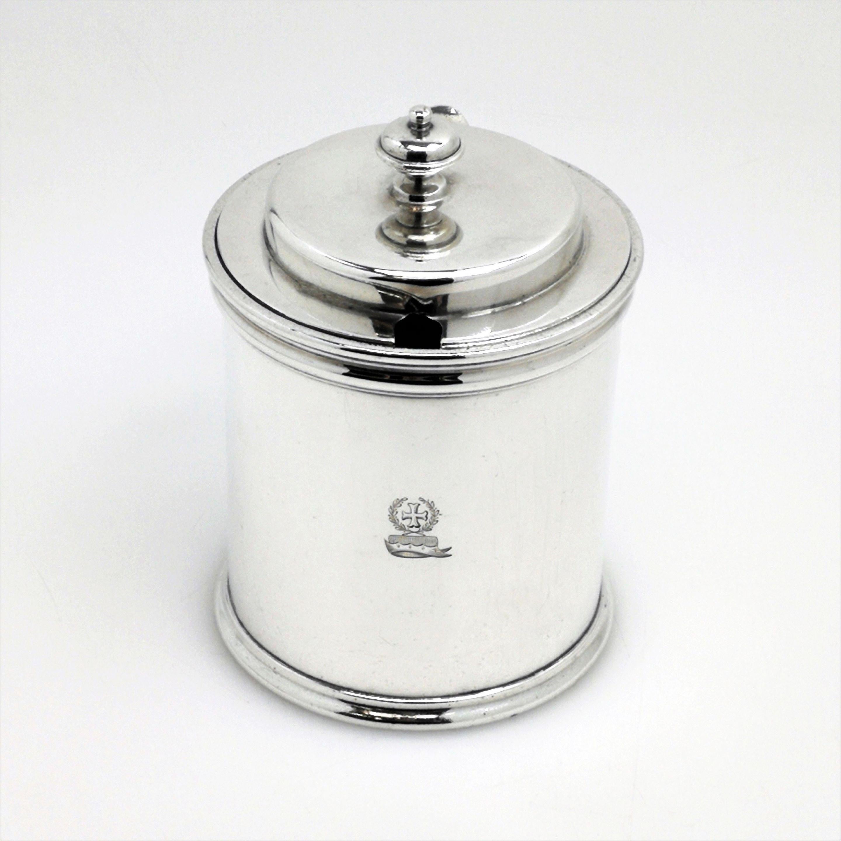 Art Deco Vintage Large Sterling Silver Preserve Jar / Condiment Server / Jam Pot 1934