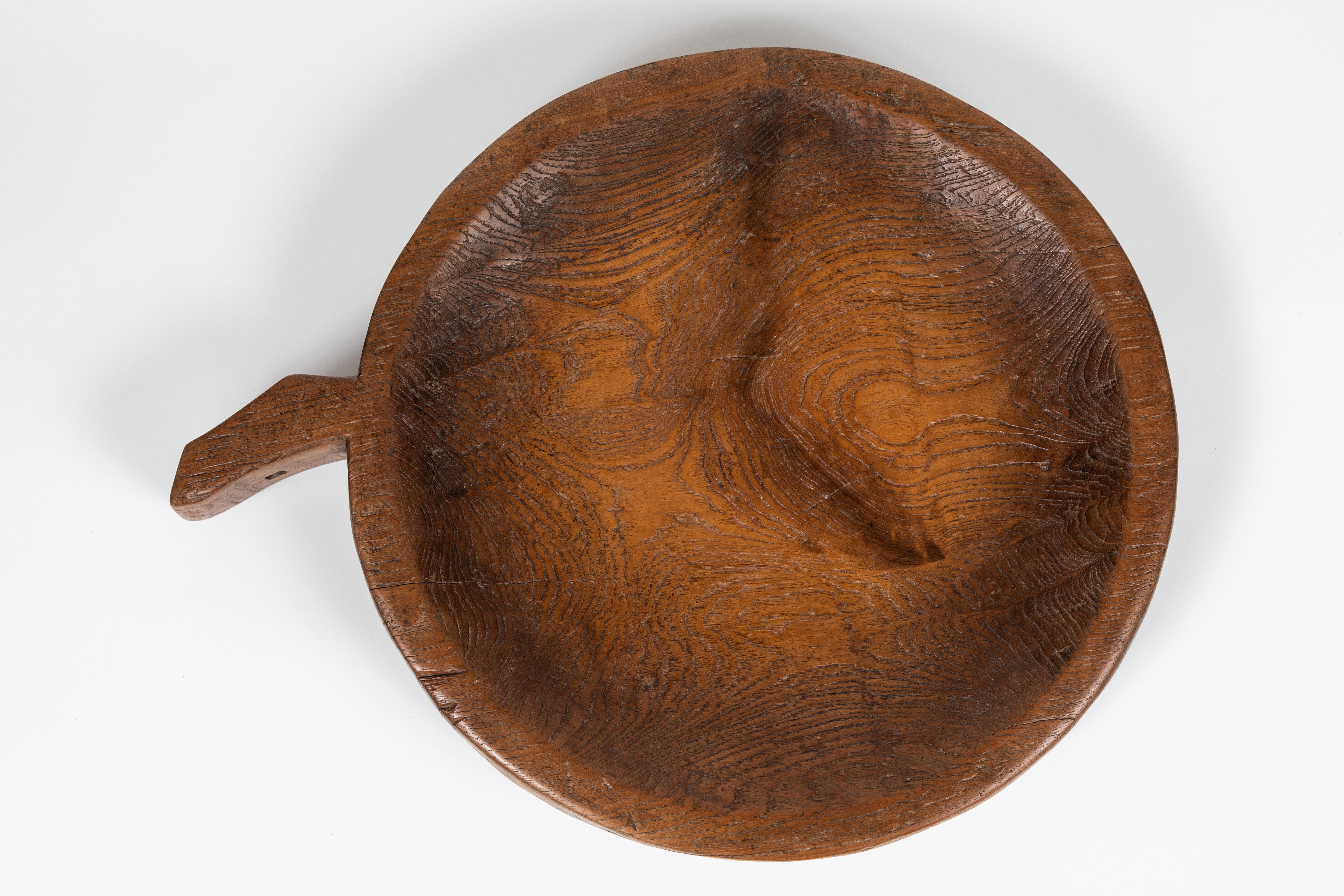 Old Teak Sticky rice tray / bowl from Thailand, possibly a table mortar, carved from one piece of wood.
     