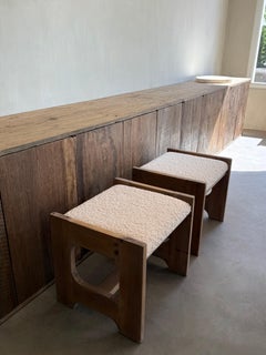 Vintage Large Stools in Bouclé Fabric