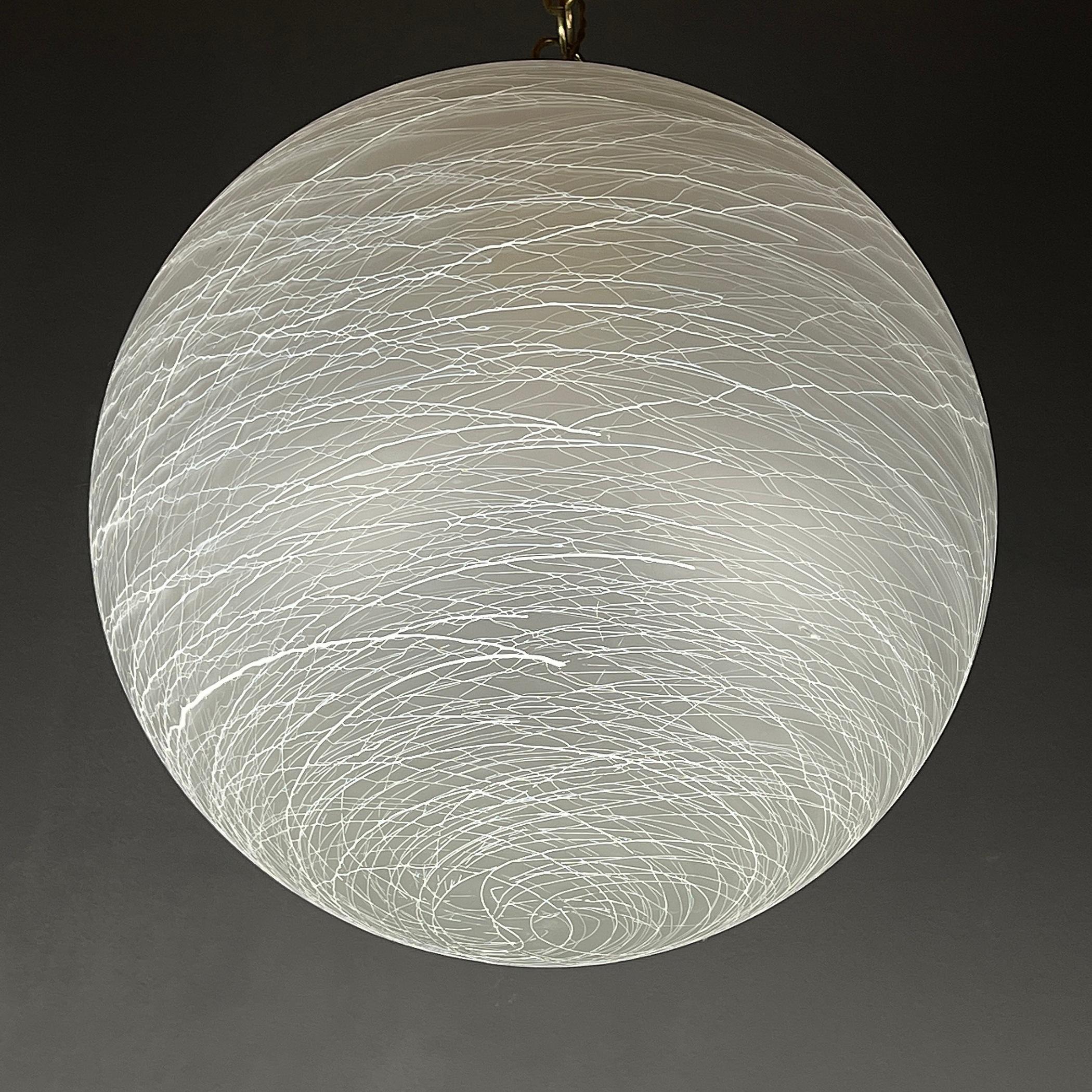 Vintage Large Swirl Murano Glass Pendant Lamp Italy, 1970s For Sale 7