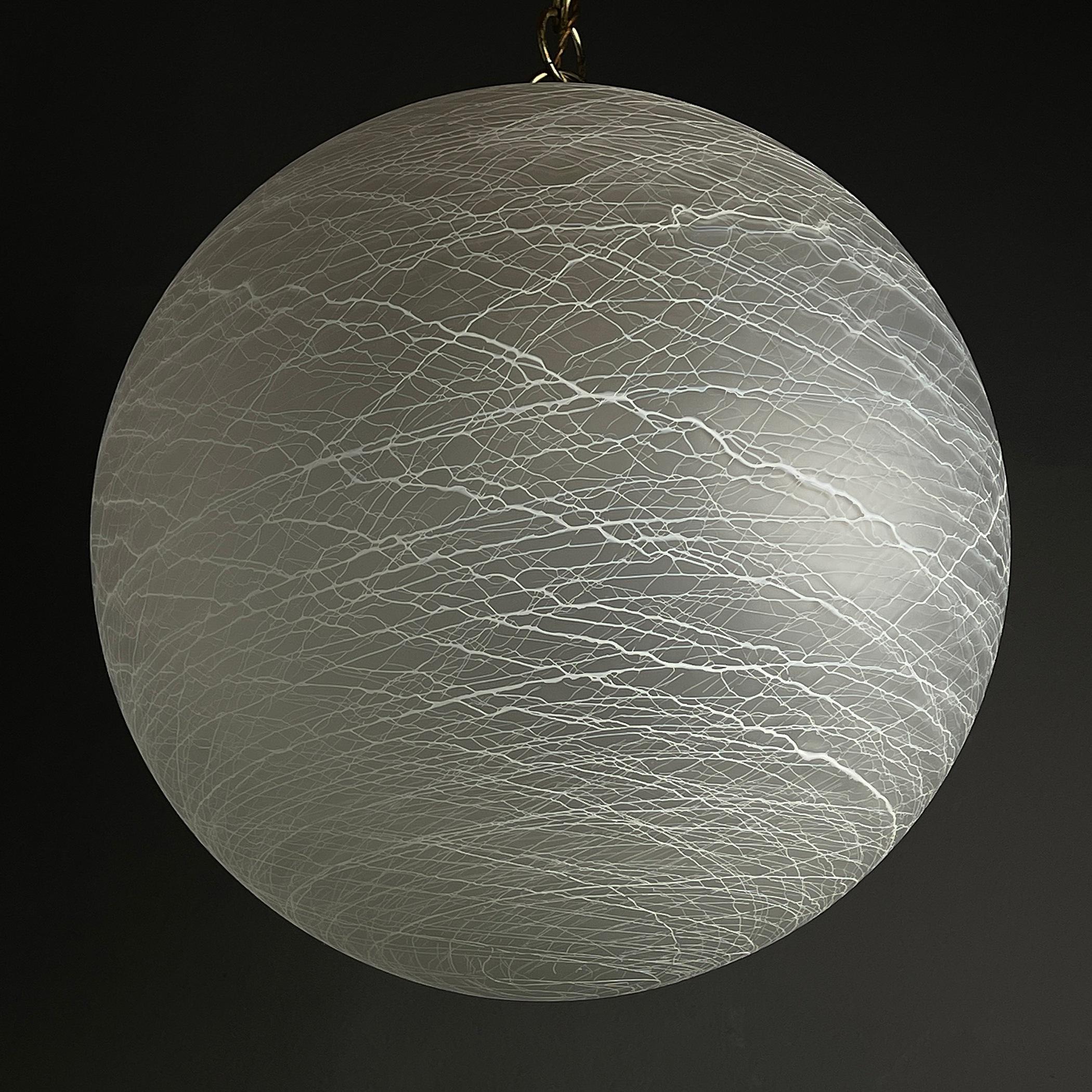 Vintage Large Swirl Murano Glass Pendant Lamp Italy, 1970s For Sale 9
