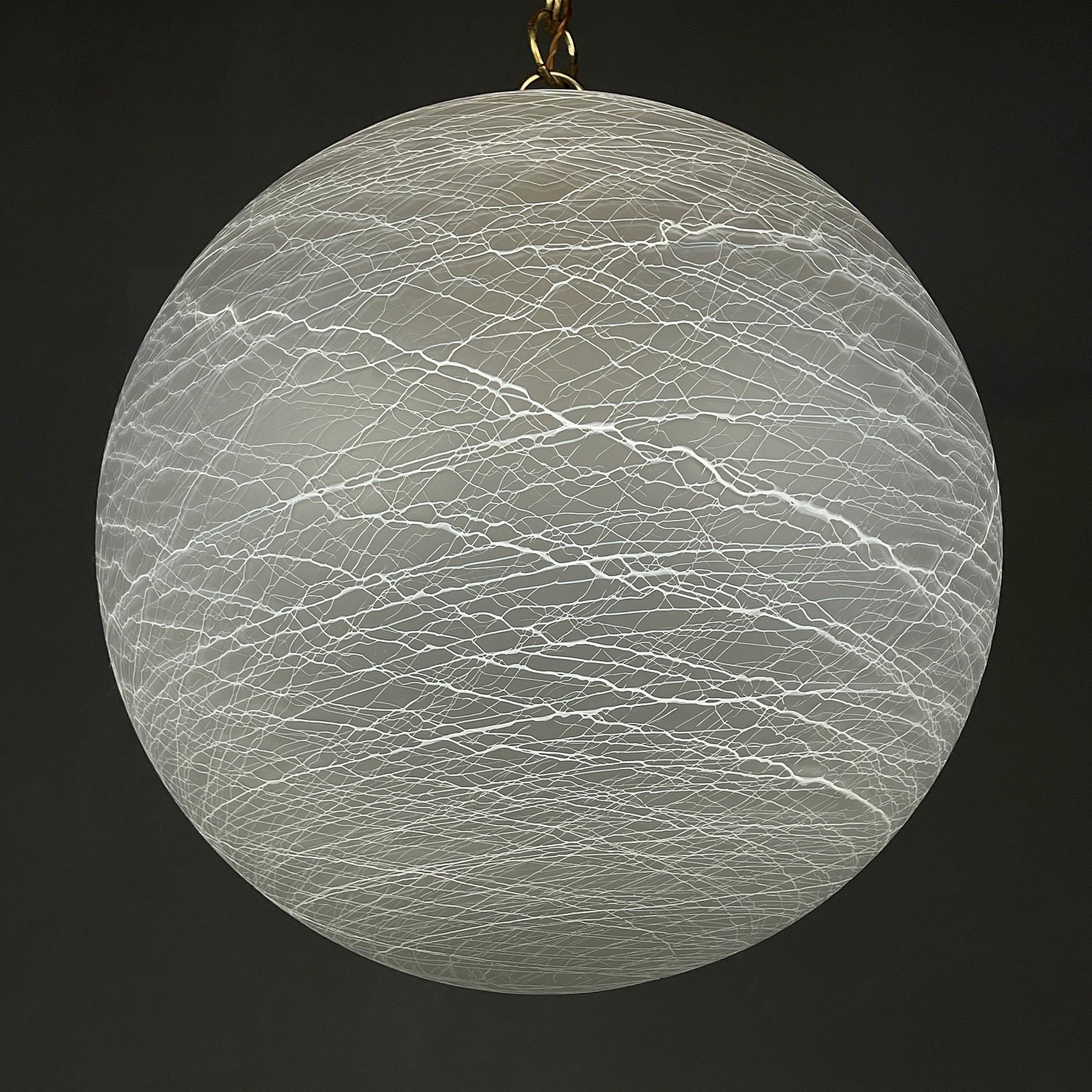 Mid-Century Modern Vintage Large Swirl Murano Glass Pendant Lamp Italy, 1970s For Sale