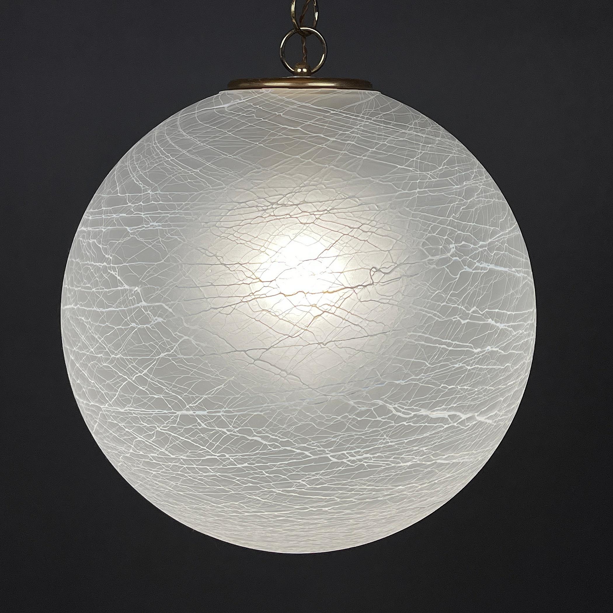 20th Century Vintage Large Swirl Murano Glass Pendant Lamp Italy, 1970s For Sale