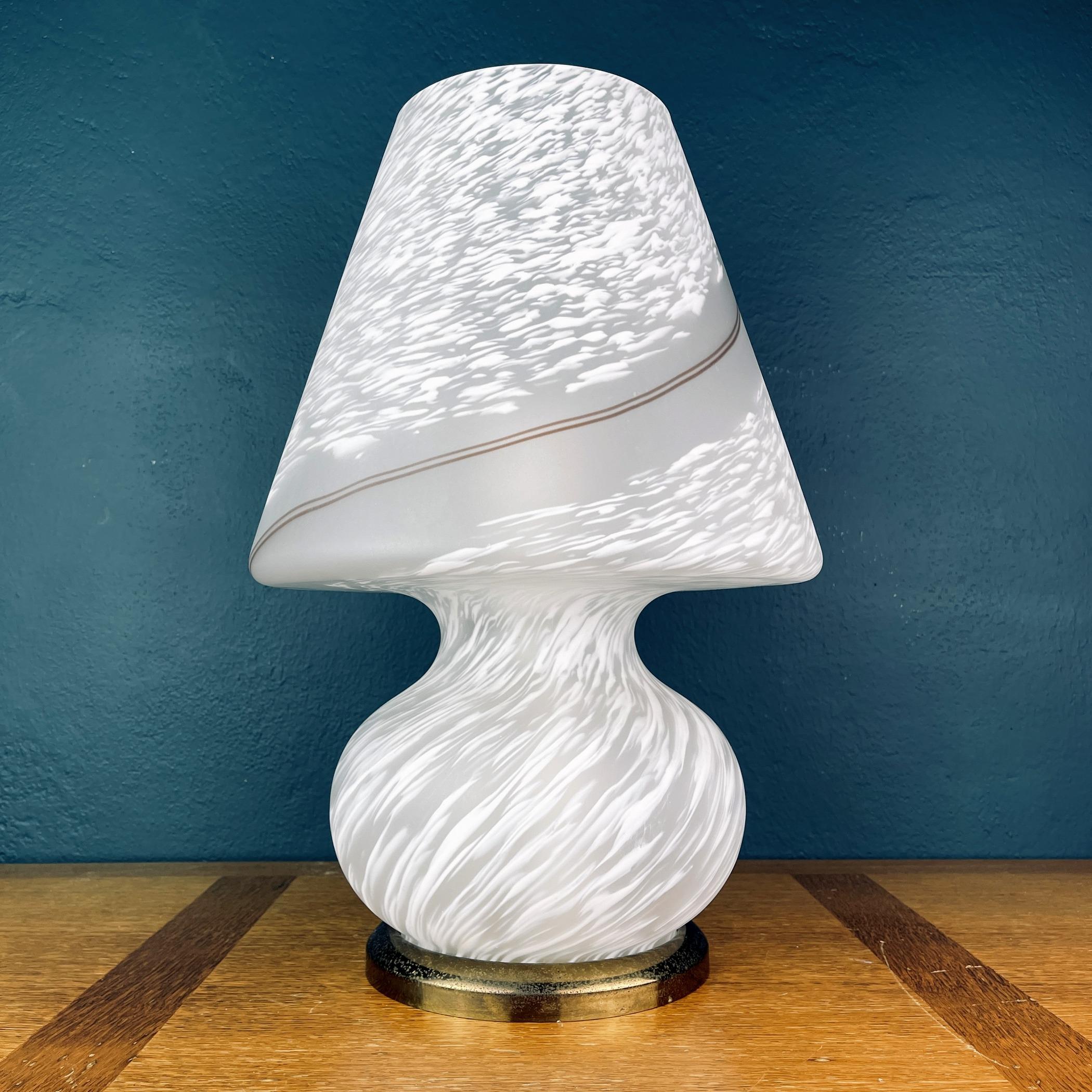 Vintage Large Swirl Murano Table Lamp Mushroom Italy 1970s 6