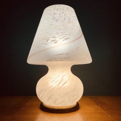 Vintage Large Swirl Murano Table Lamp Mushroom Italy 1970s