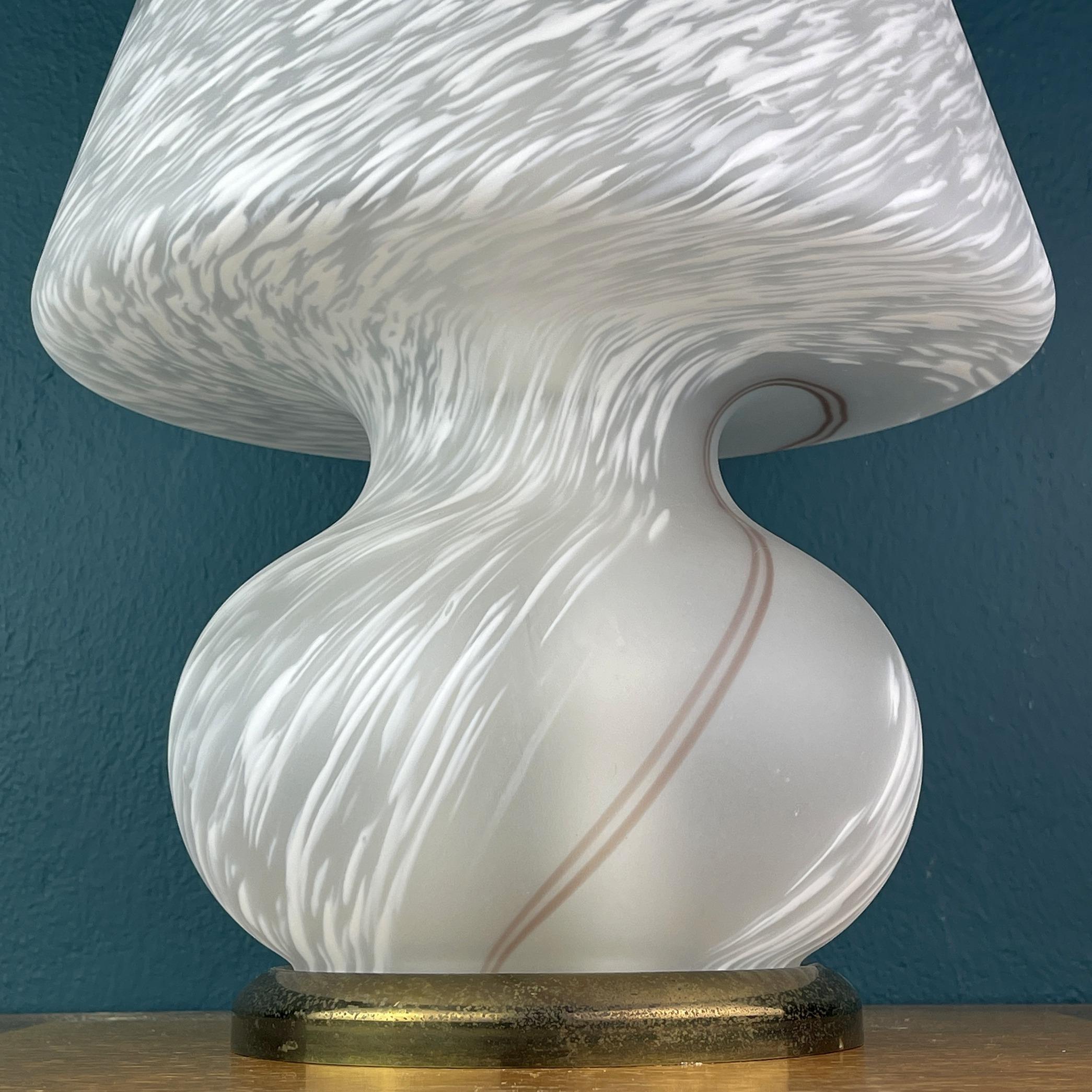 Vintage Large Swirl Murano Table Lamp Mushroom Italy 1970s 2