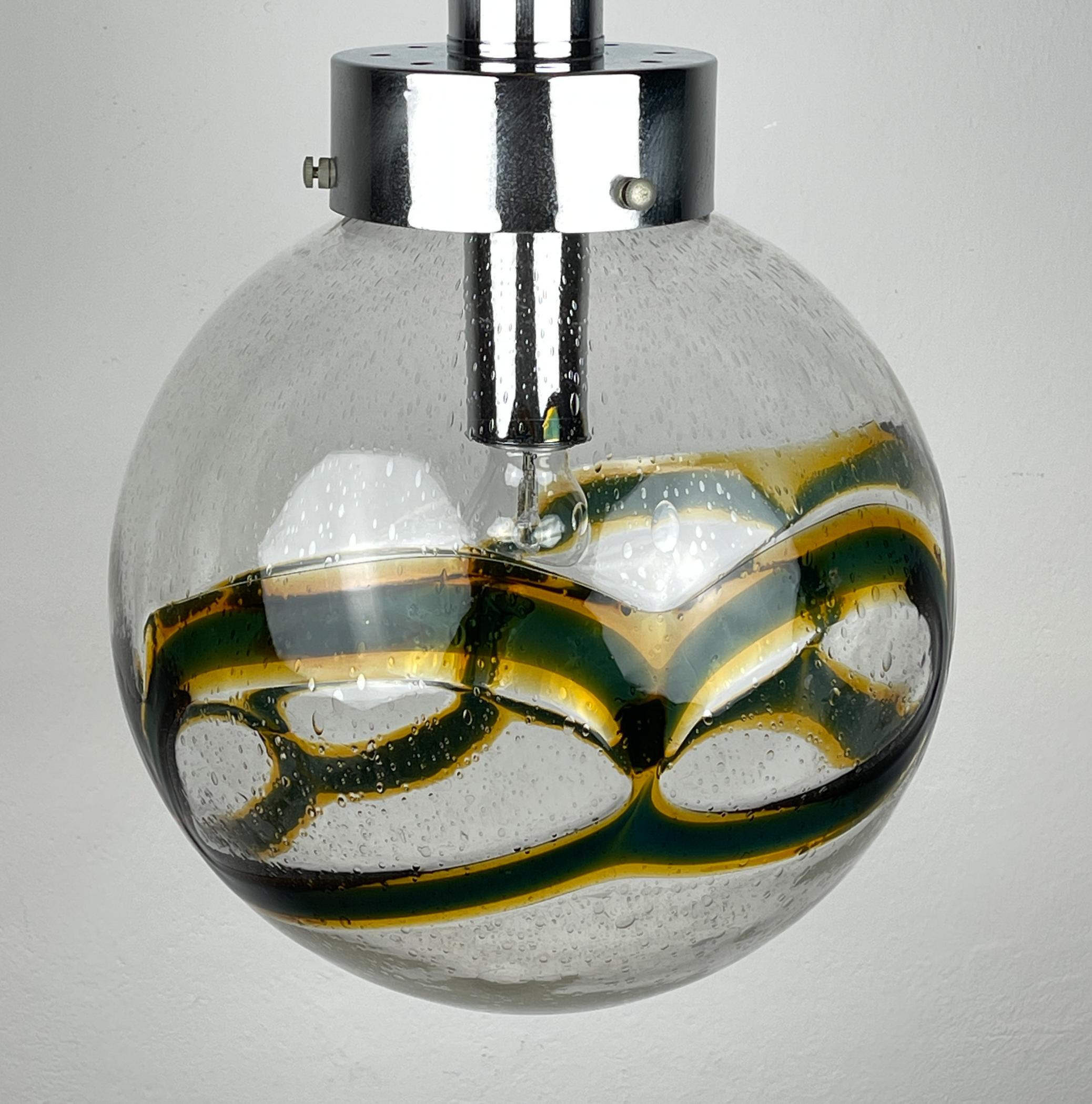 Vintage Large Swirled Murano Glass Pendant Lamp by Vistosi, Italy 1970s For Sale 6