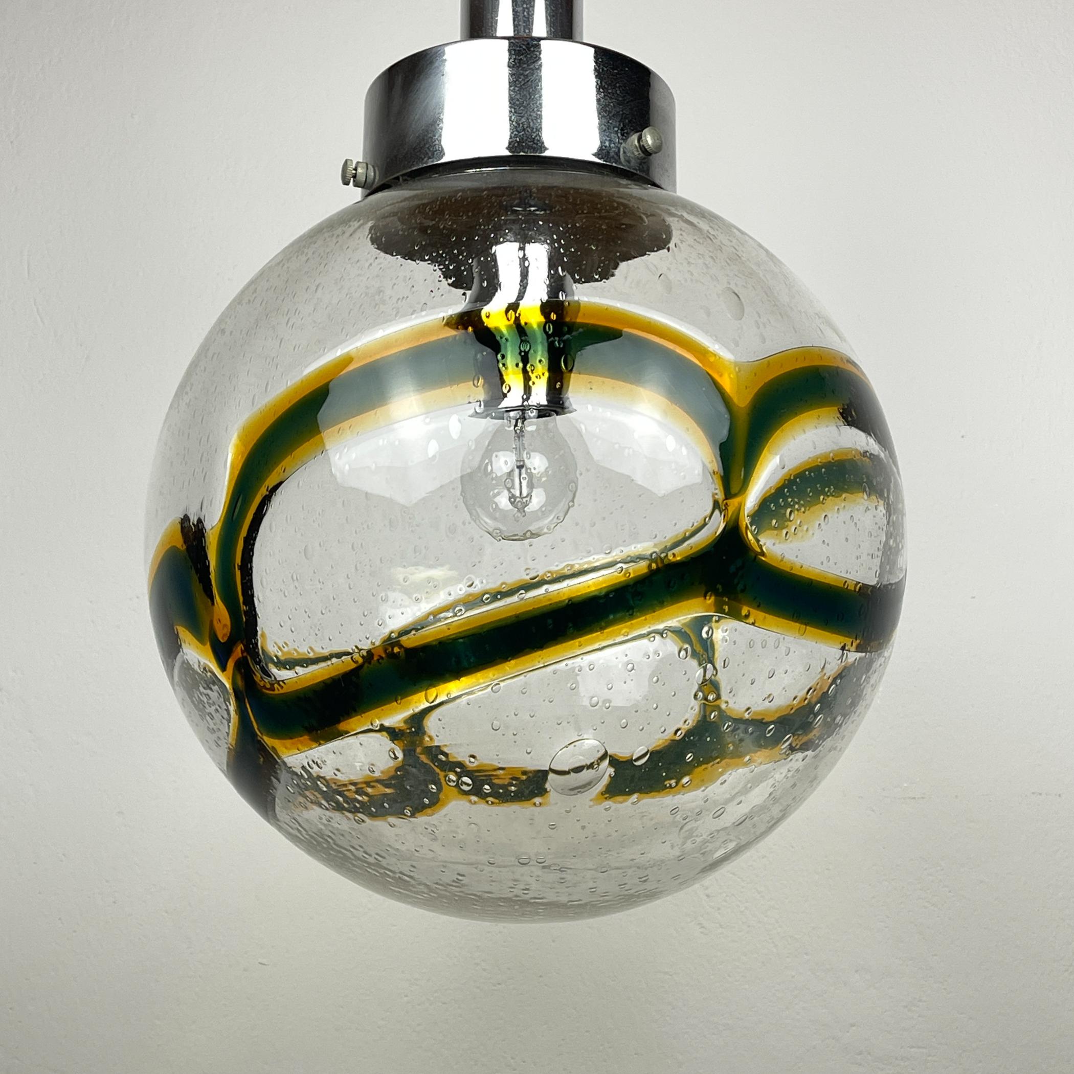 Vintage Large Swirled Murano Glass Pendant Lamp by Vistosi, Italy 1970s For Sale 1