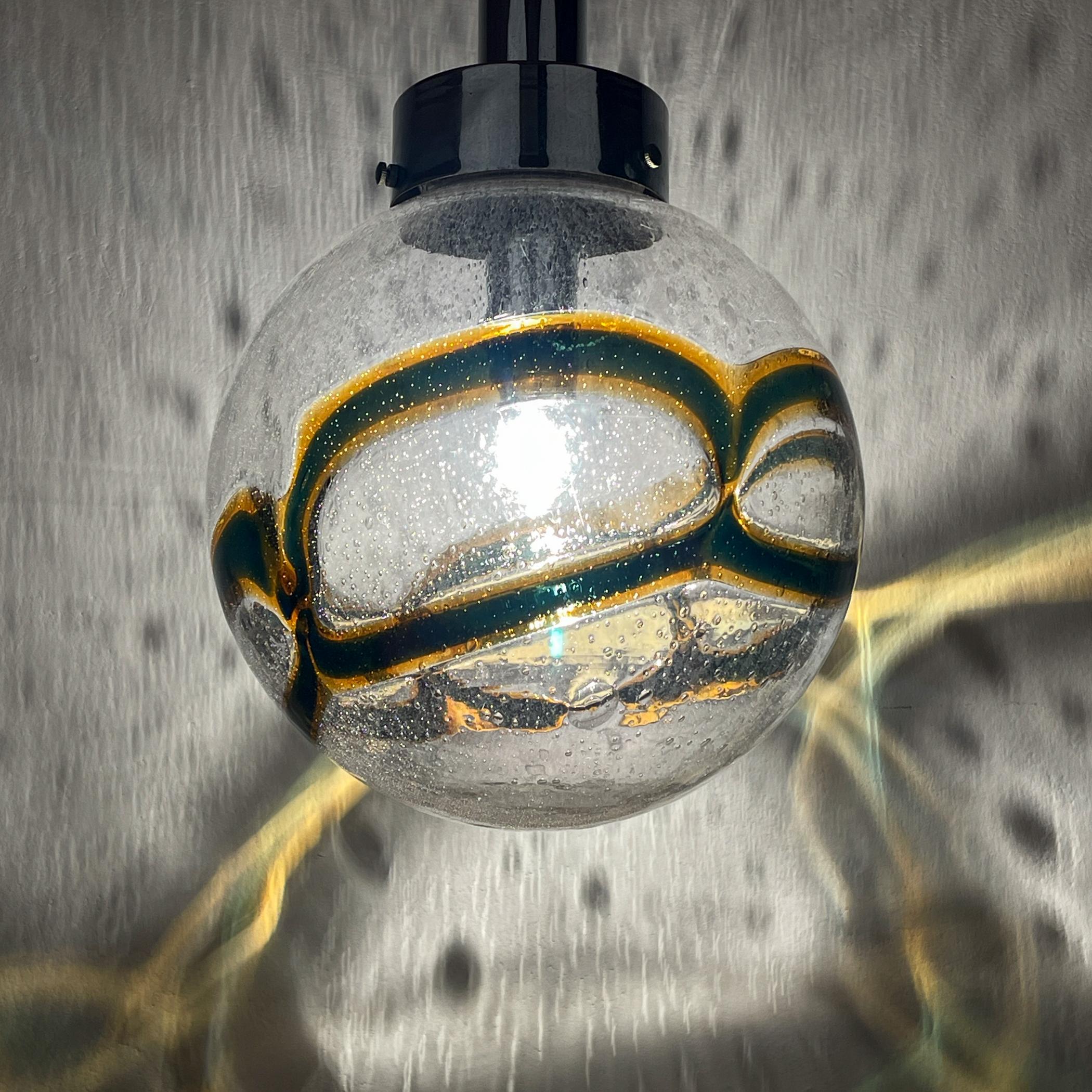 Vintage Large Swirled Murano Glass Pendant Lamp by Vistosi, Italy 1970s For Sale 2