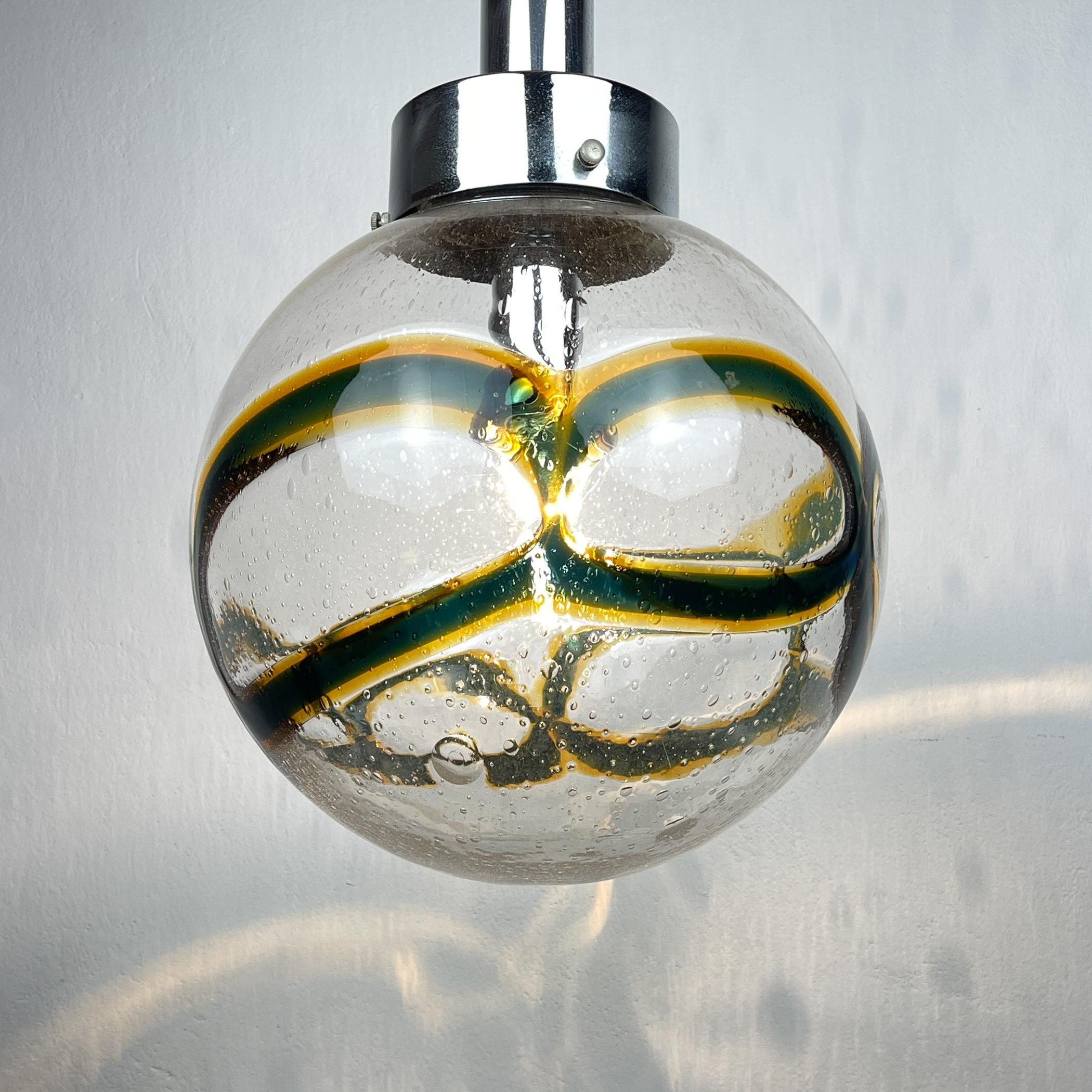 Vintage Large Swirled Murano Glass Pendant Lamp by Vistosi, Italy 1970s For Sale 3