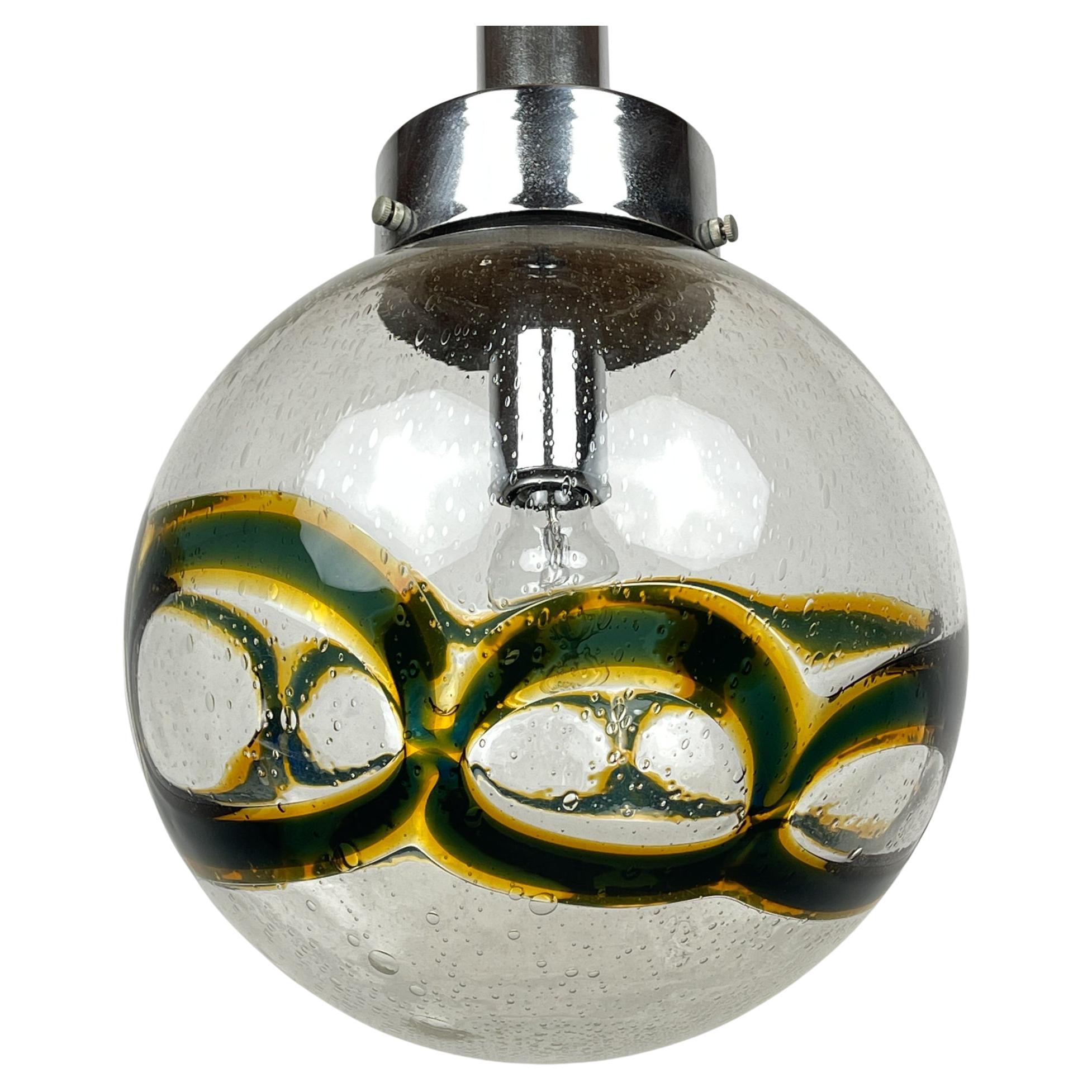 Vintage Large Swirled Murano Glass Pendant Lamp by Vistosi, Italy 1970s For Sale