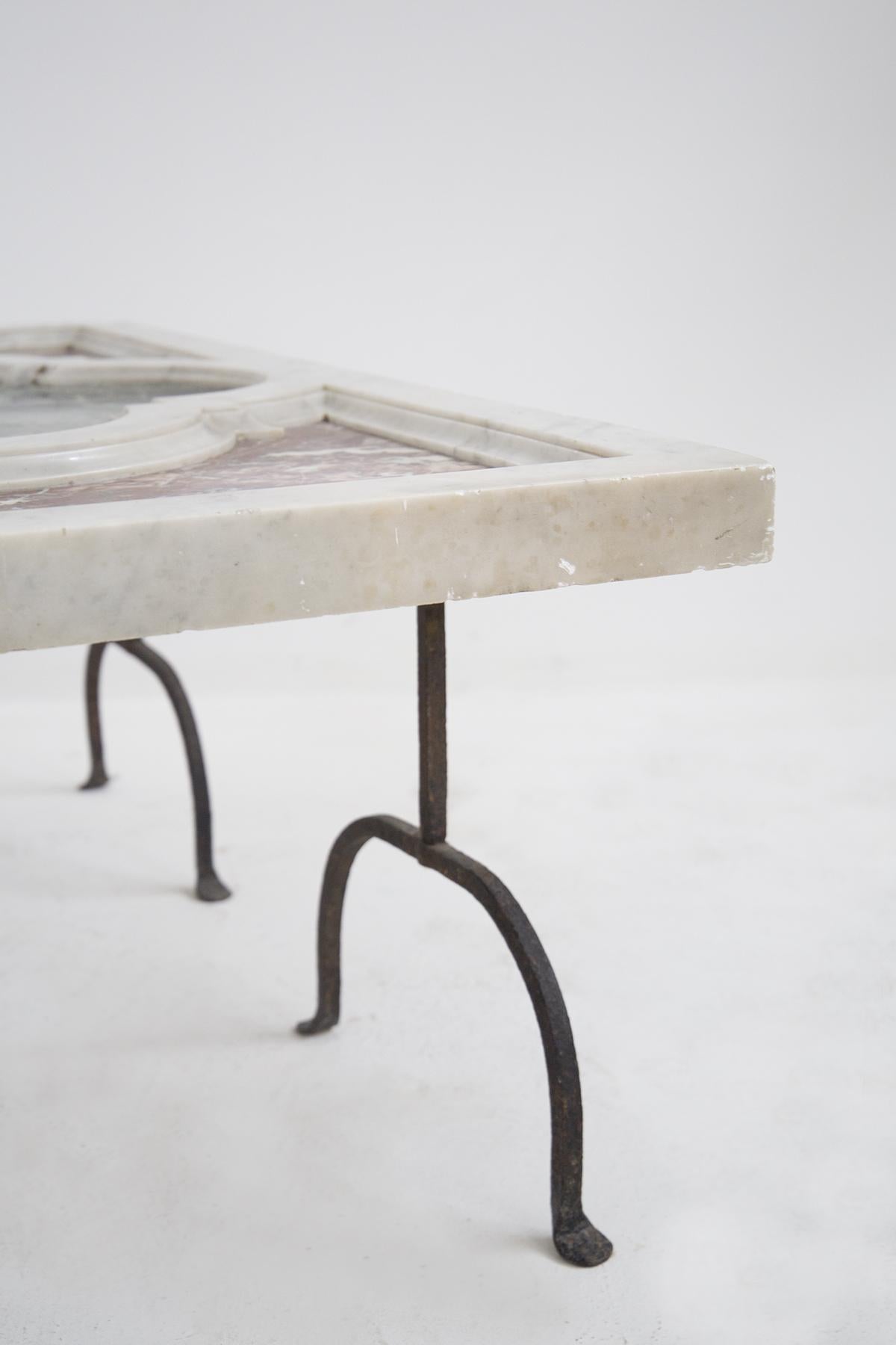 Vintage Large Table in Various Marbles and Iron 1