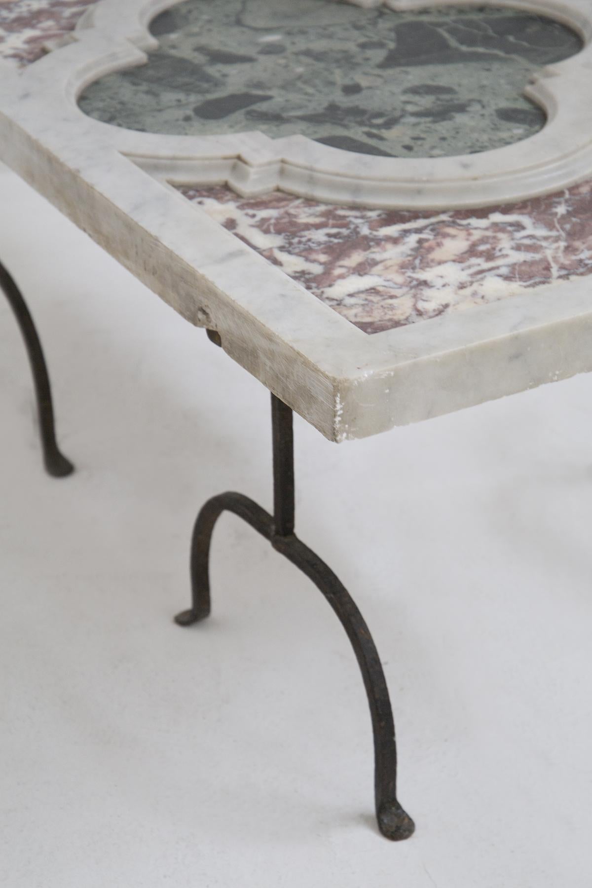 Vintage Large Table in Various Marbles and Iron 2