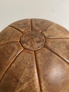 Vintage Large Tan Genuine Leather Medicine Ball
