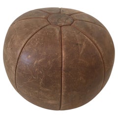 Balón medicinal vintage grande de cuero auténtico color tostado