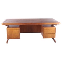 Vintage Large Teak Desk with 6 Drawers, 1970s