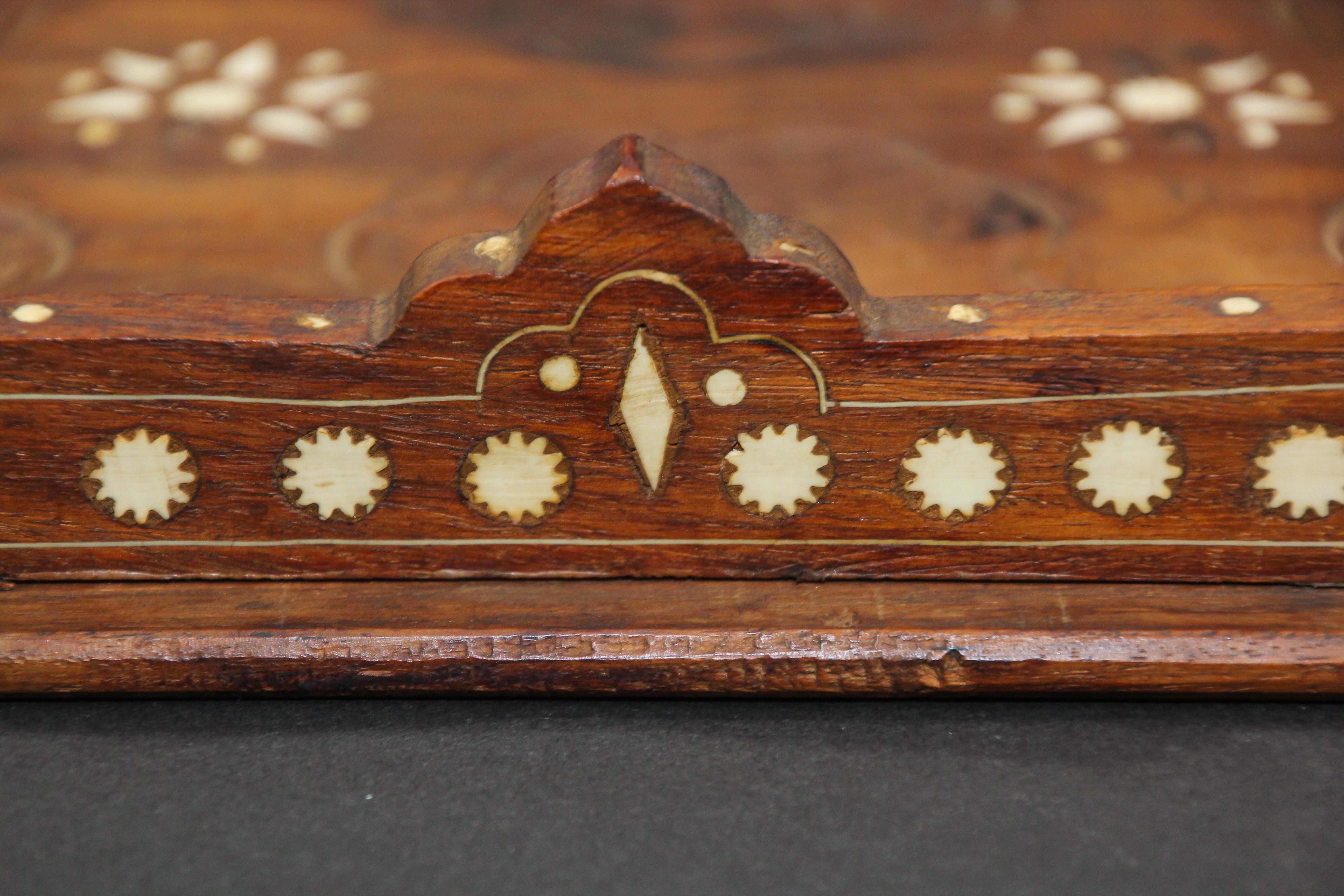Vintage Large Teak Wood with Bone inlay Made in India 3