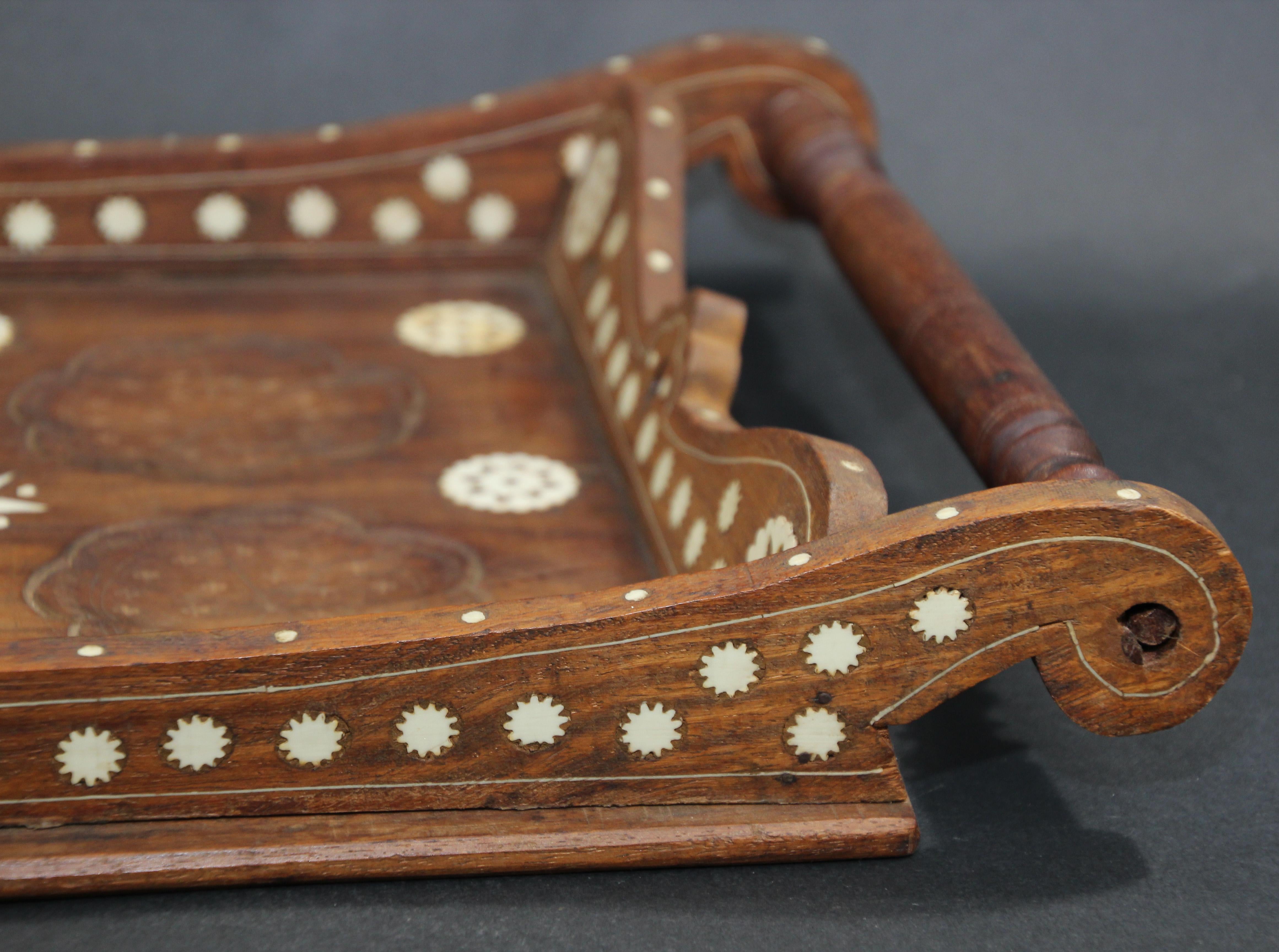 Vintage Large Teak Wood with Bone inlay Made in India 5