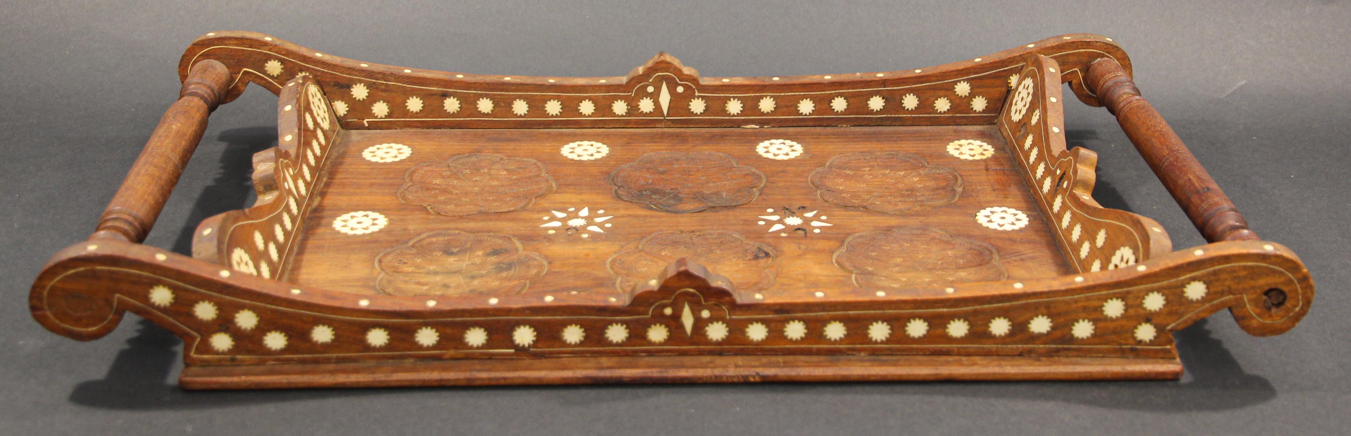Vintage Large Teak Wood with Bone inlay Made in India 9