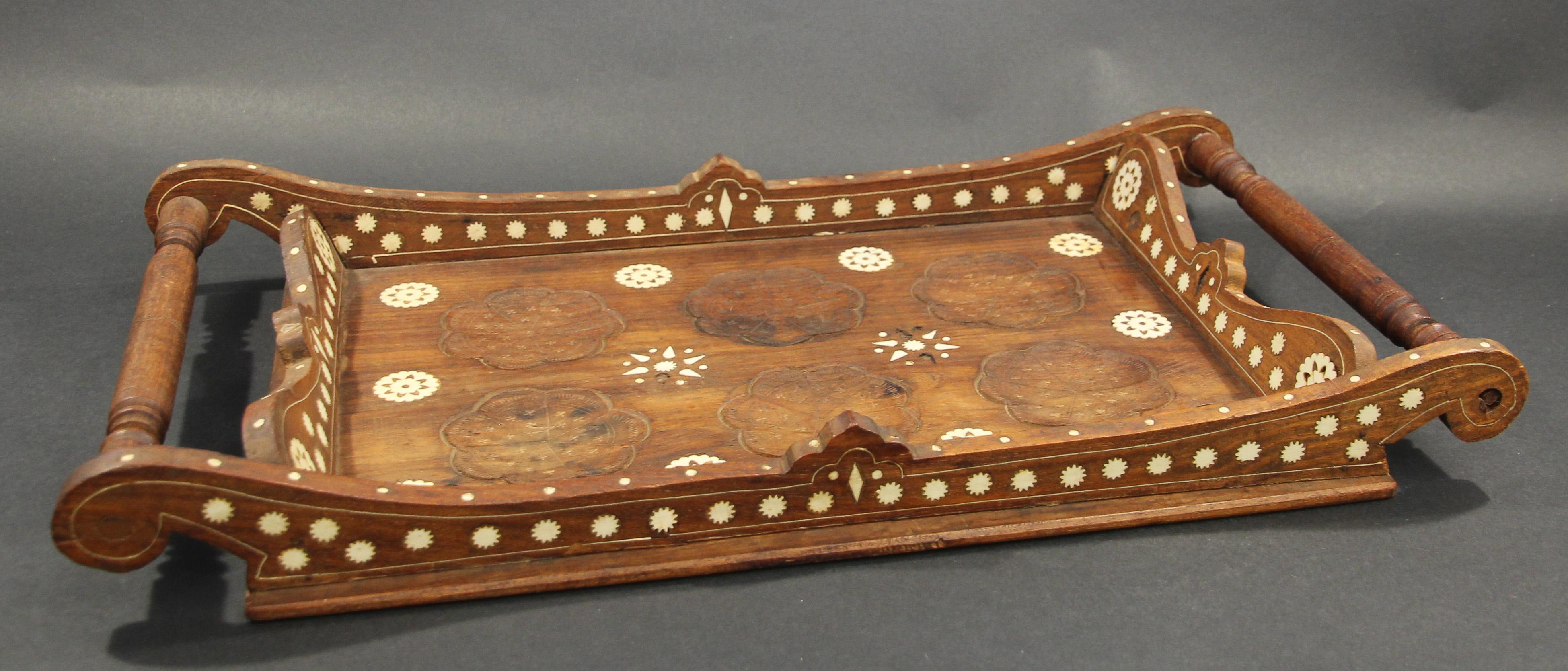 Vintage Large Teak Wood with Bone inlay Made in India 1