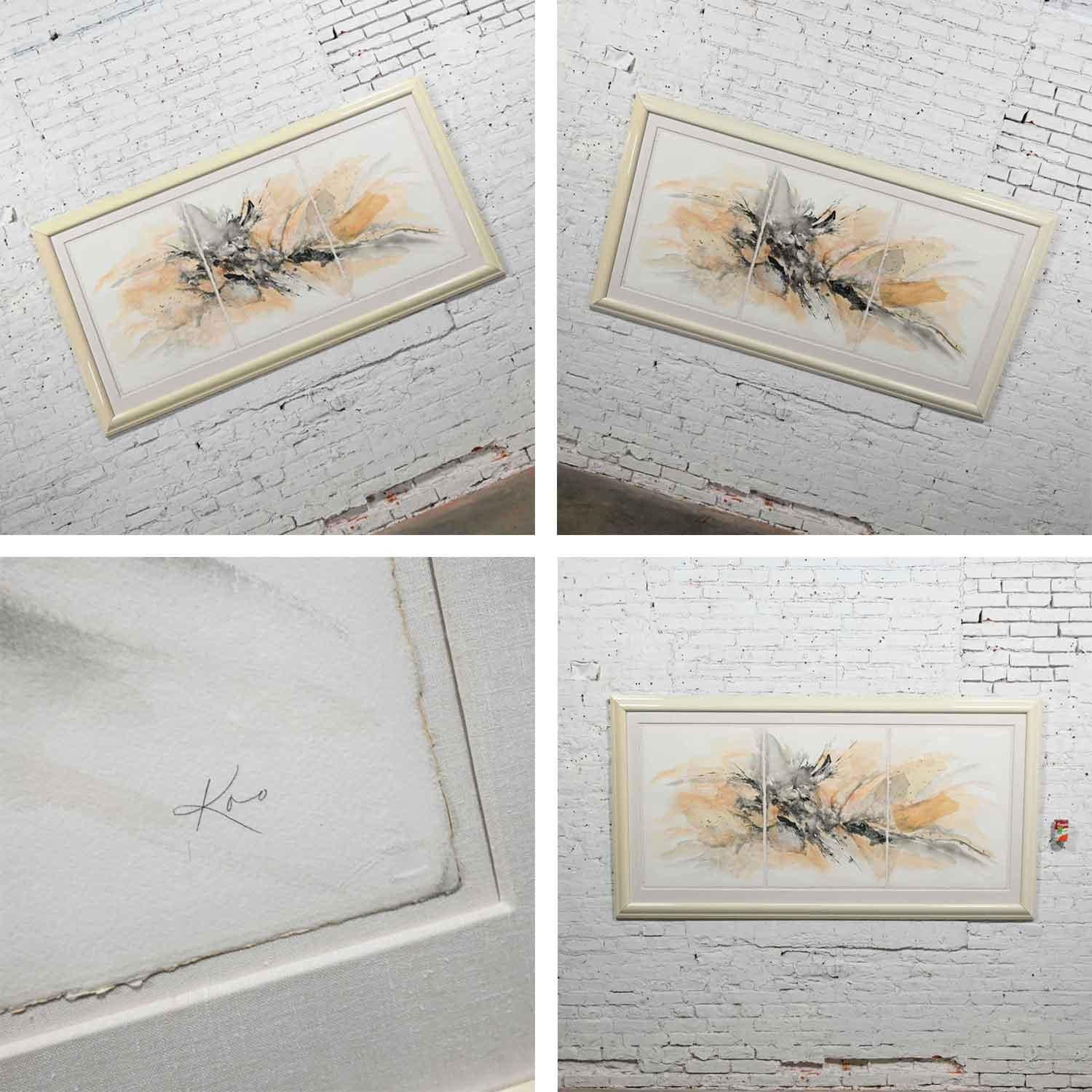 Großes strukturiertes abstraktes Triptychon-Wandgemälde in Mischtechnik von Koo im Angebot 9