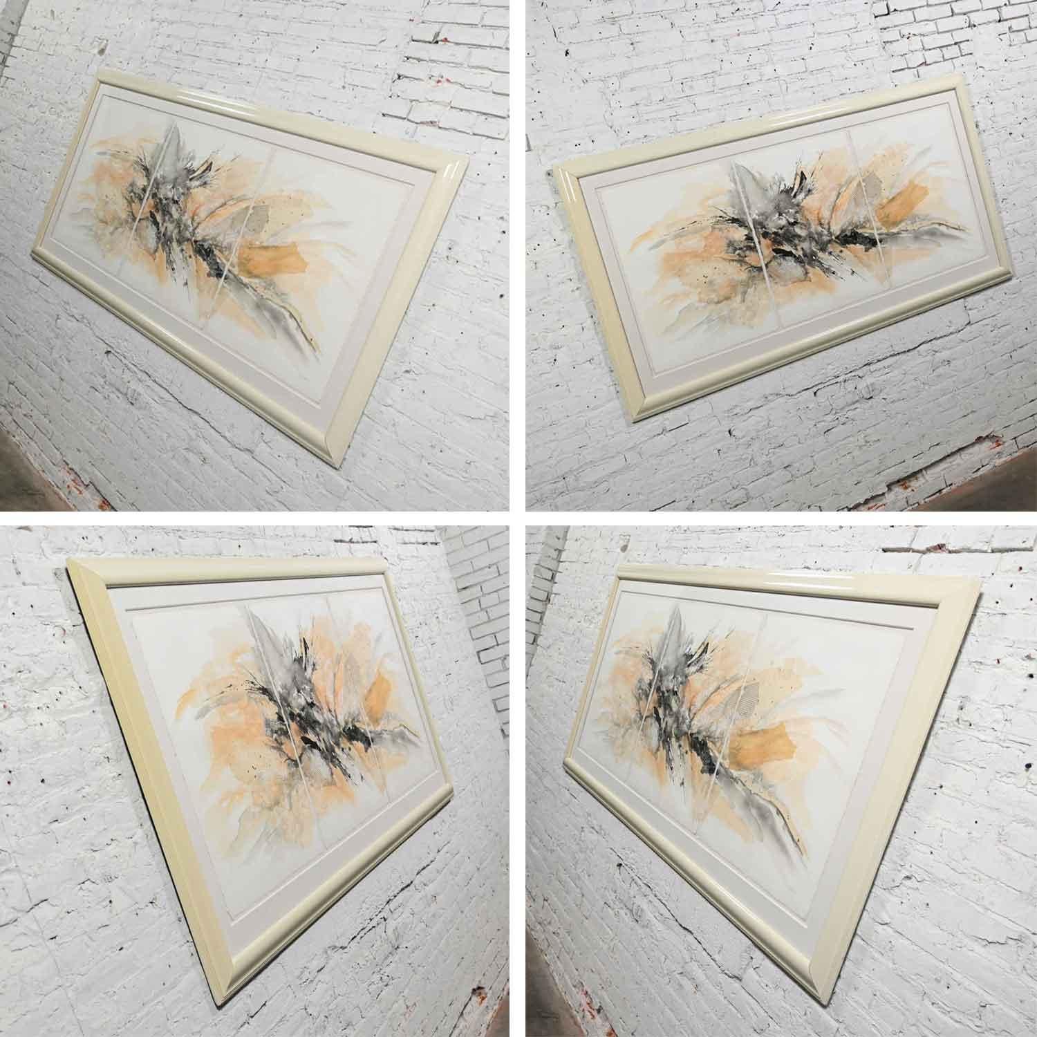 Großes strukturiertes abstraktes Triptychon-Wandgemälde in Mischtechnik von Koo im Angebot 10